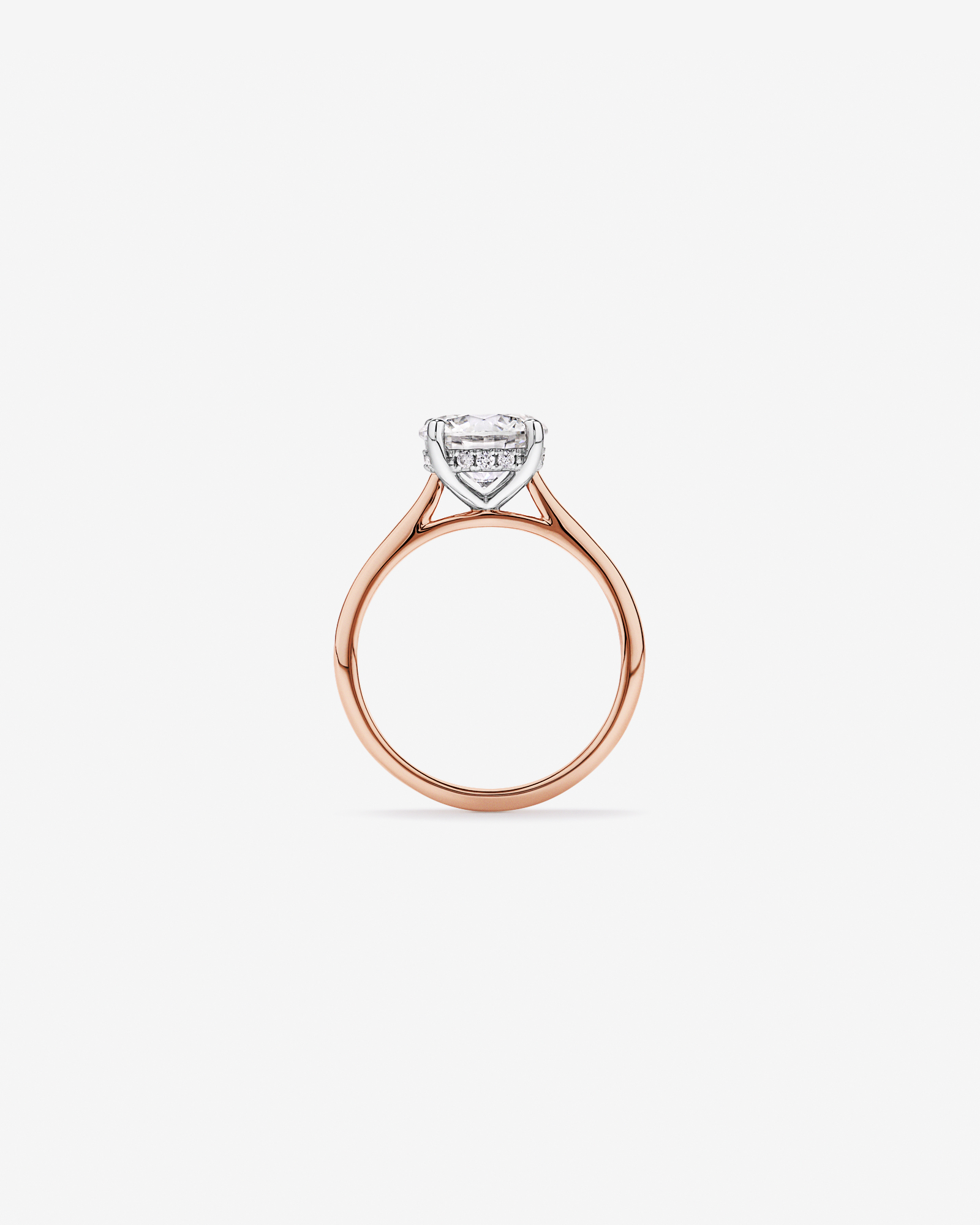 Bague solitaire en or rose et blanc 14 carats, sertie d'un diamant rond brillant de 2,32 carats, cultivé en laboratoire