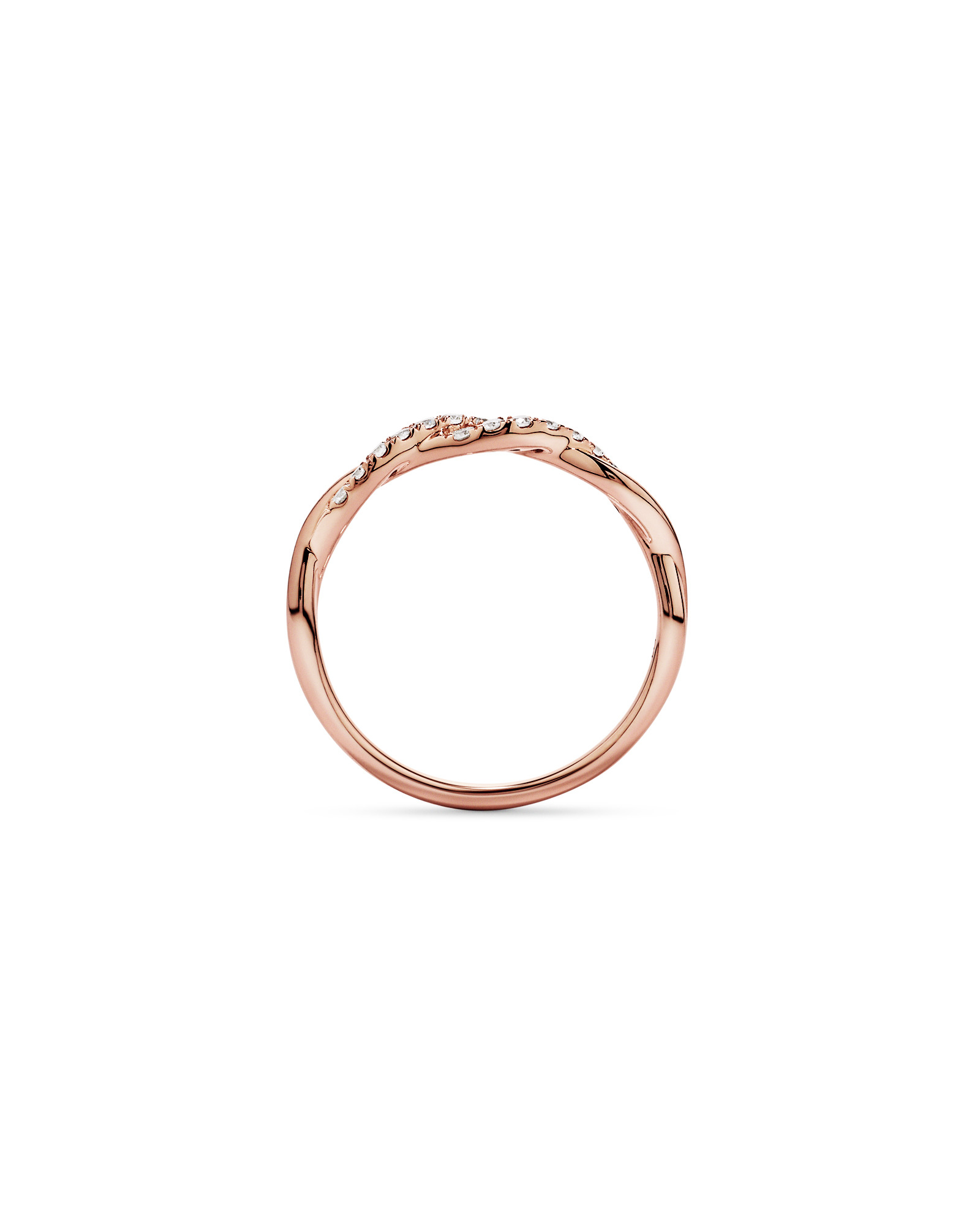 0.16TW Round Brilliant Laboratory-Grown Diamond Twist Wedding Ring 14kt Rose Gold
