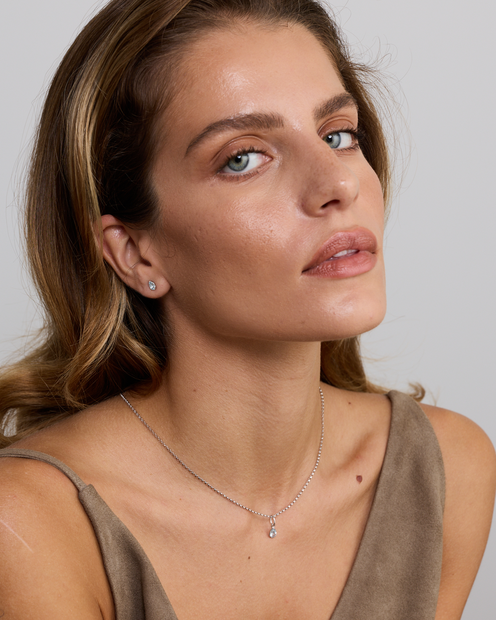 Pear-Cut Aquamarine Stud Earrings in Sterling Silver