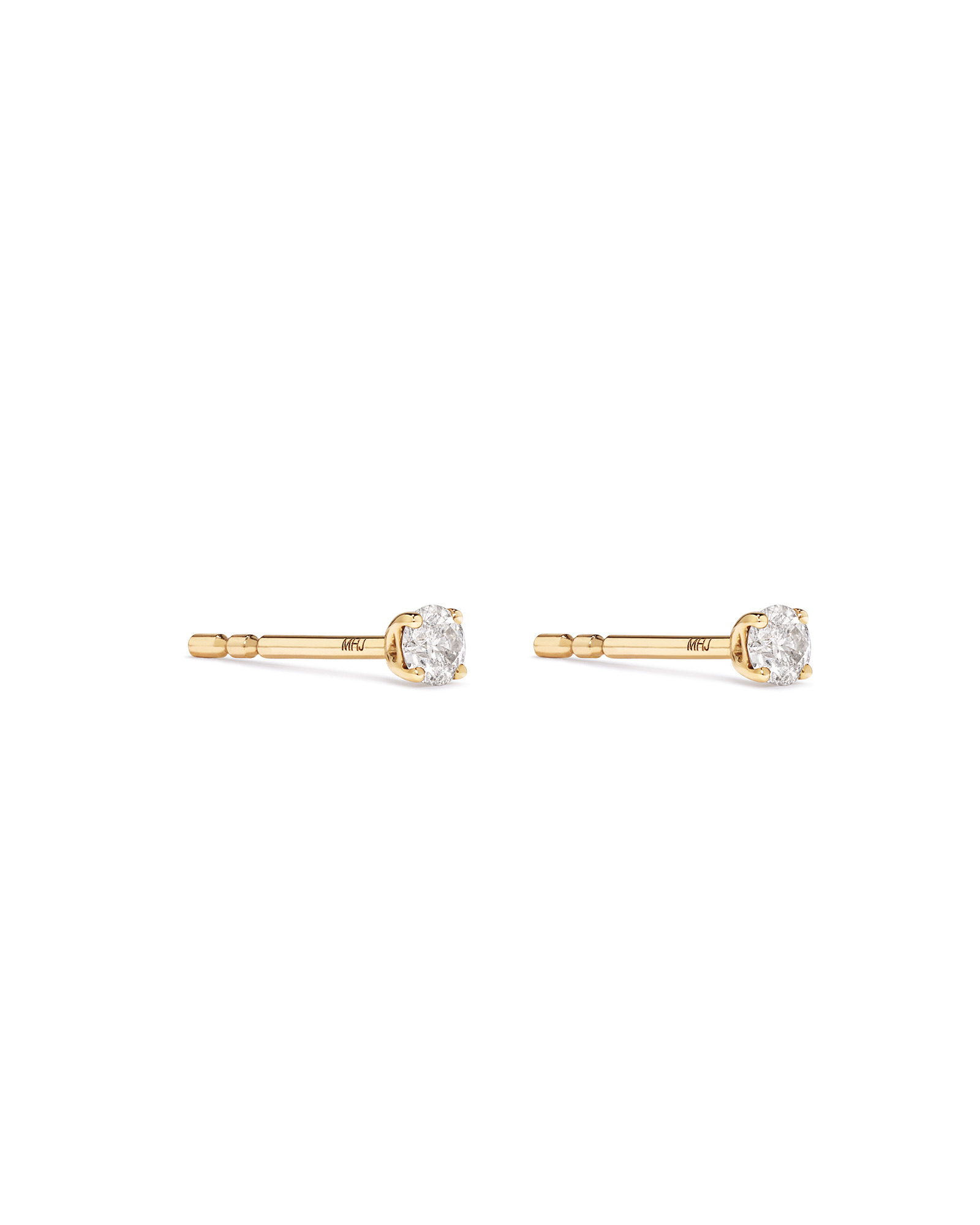 0,15 Carat TW Boucles d'oreilles puces solitaires rondes brillantes en or jaune 10kt