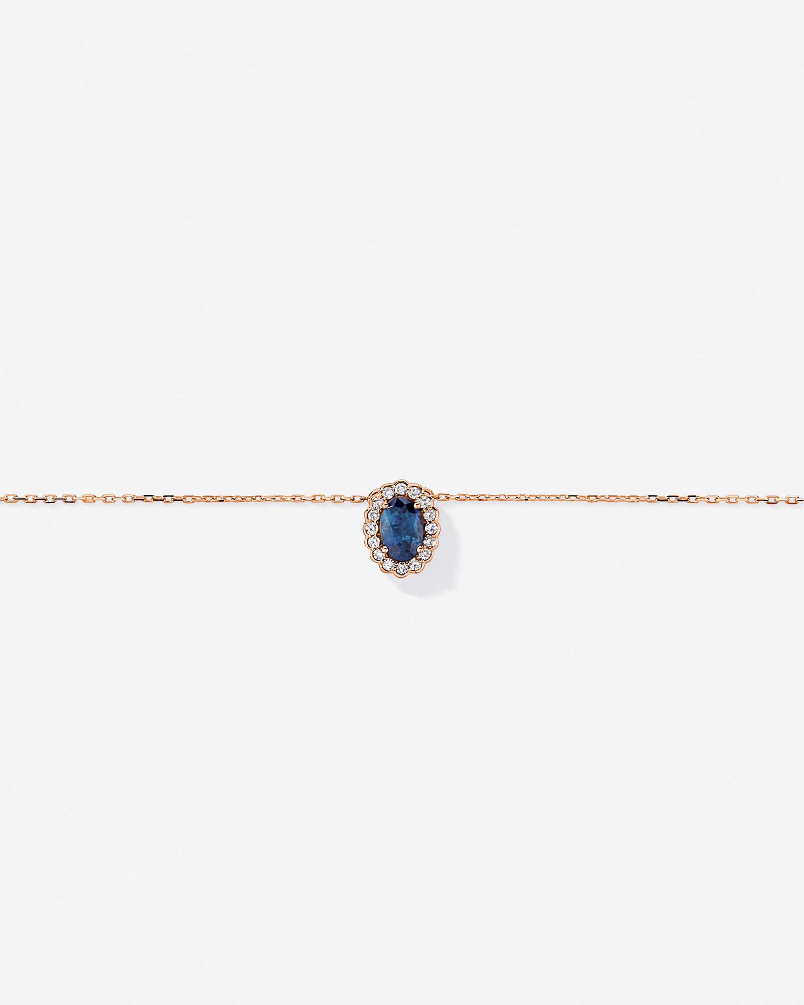 Australian Sapphire & 0.09 Carat TW Diamond Halo Necklace in 10kt White Gold