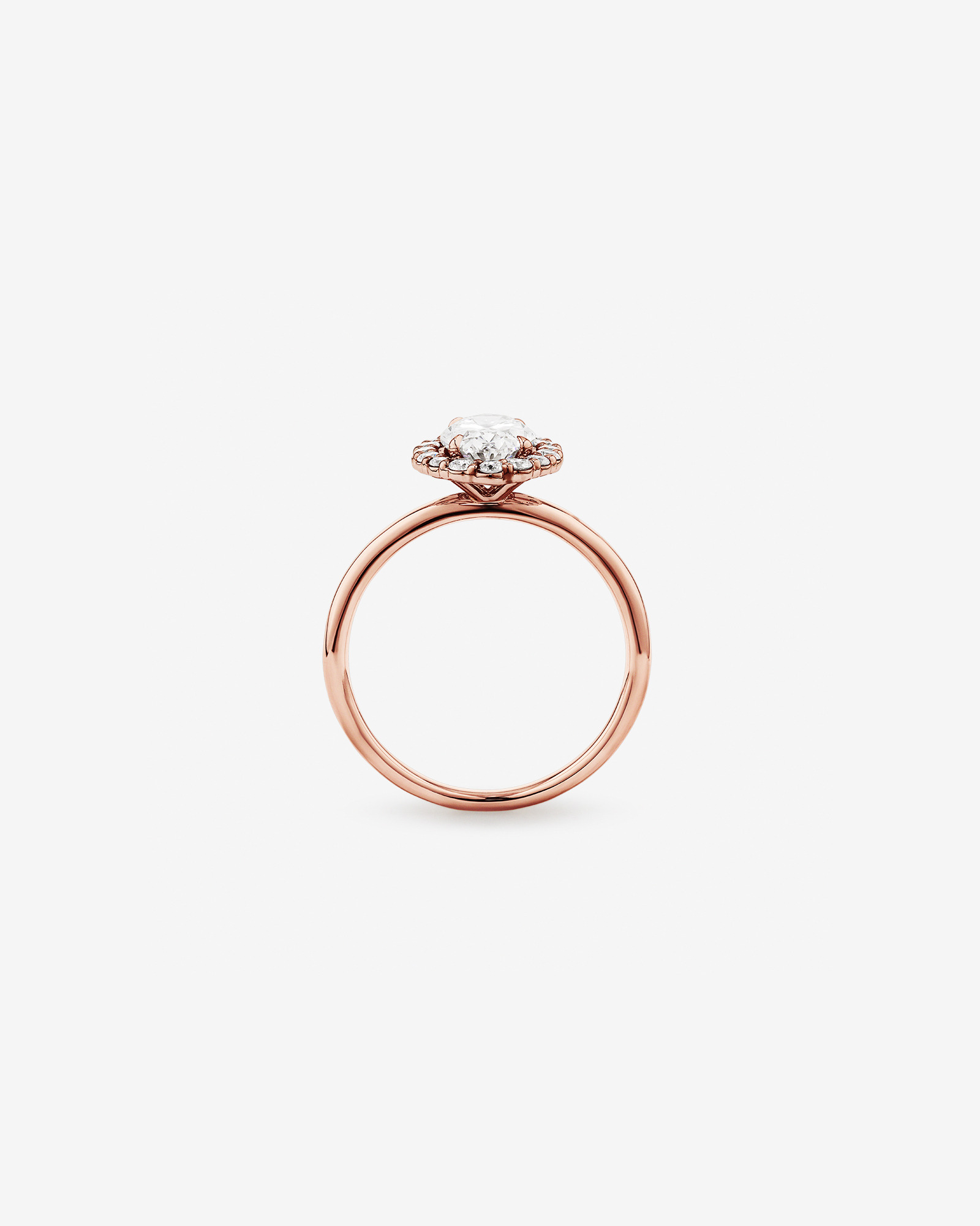 1.46 Carat TW Oval Cut Laboratory-Grown Diamond Halo Engagement Ring in 14kt Rose Gold