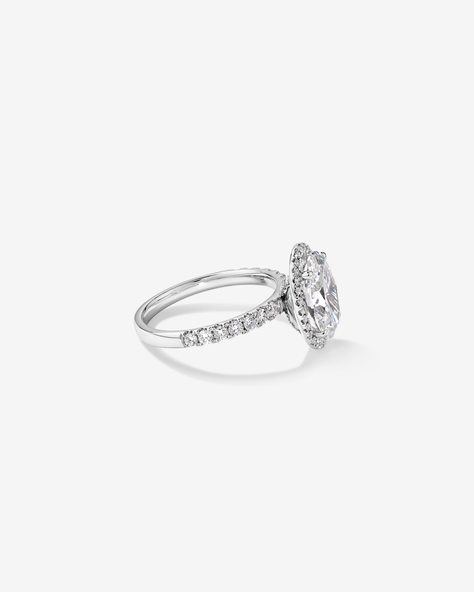3.60 Carat TW Oval Cut Laboratory-Grown Diamond Halo Engagement Ring 18kt White Gold