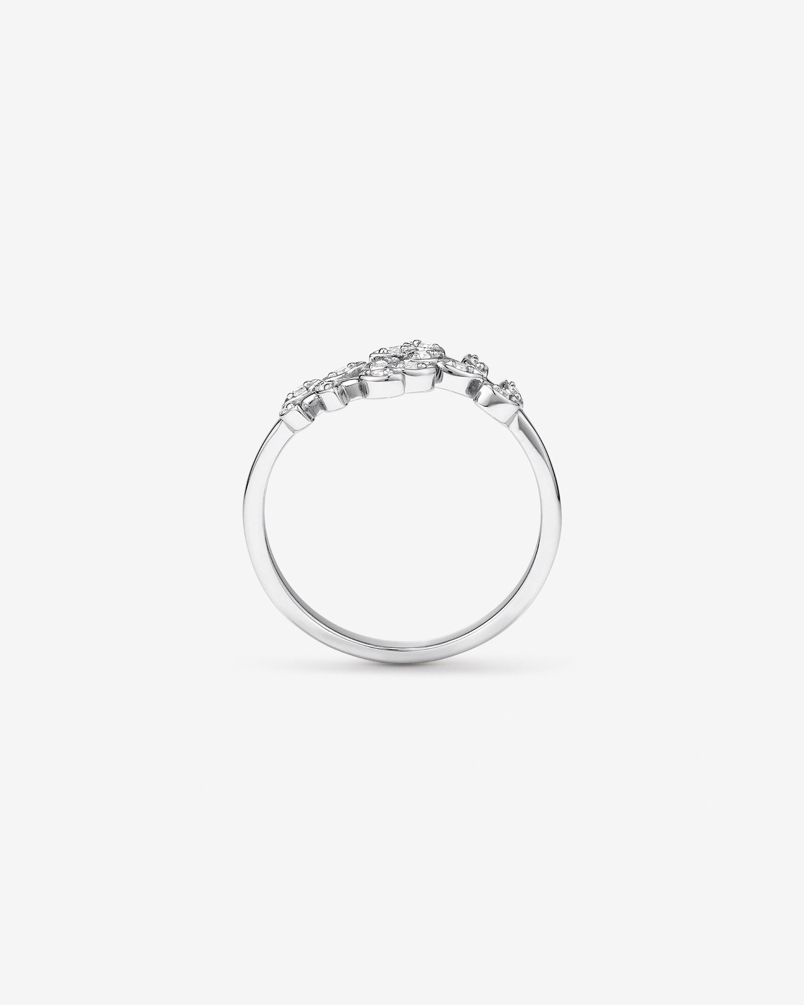 Cubic Zirconia Open Bypass Vine Ring in Sterling Silver
