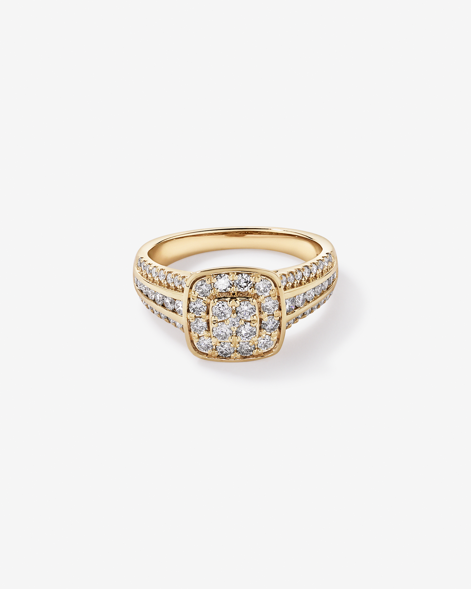 0.85 Carat TW Cushion-Shaped Diamond Cluster Ring 10kt Yellow Gold
