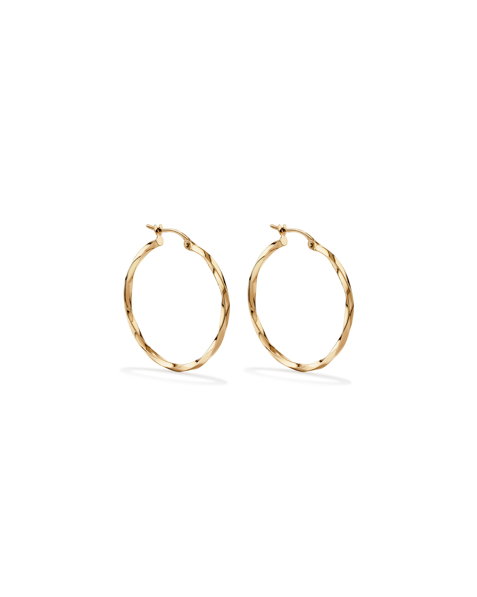28mm Square Twist Hoop Earrings in 10kt Yellow Gold