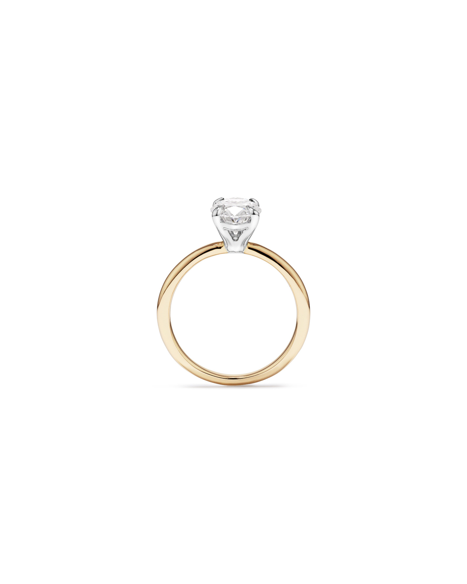 1.75 Carat TW Oval Cut Lab-Grown Diamond Solitaire Engagement Ring in 14kt Yellow and White Gold