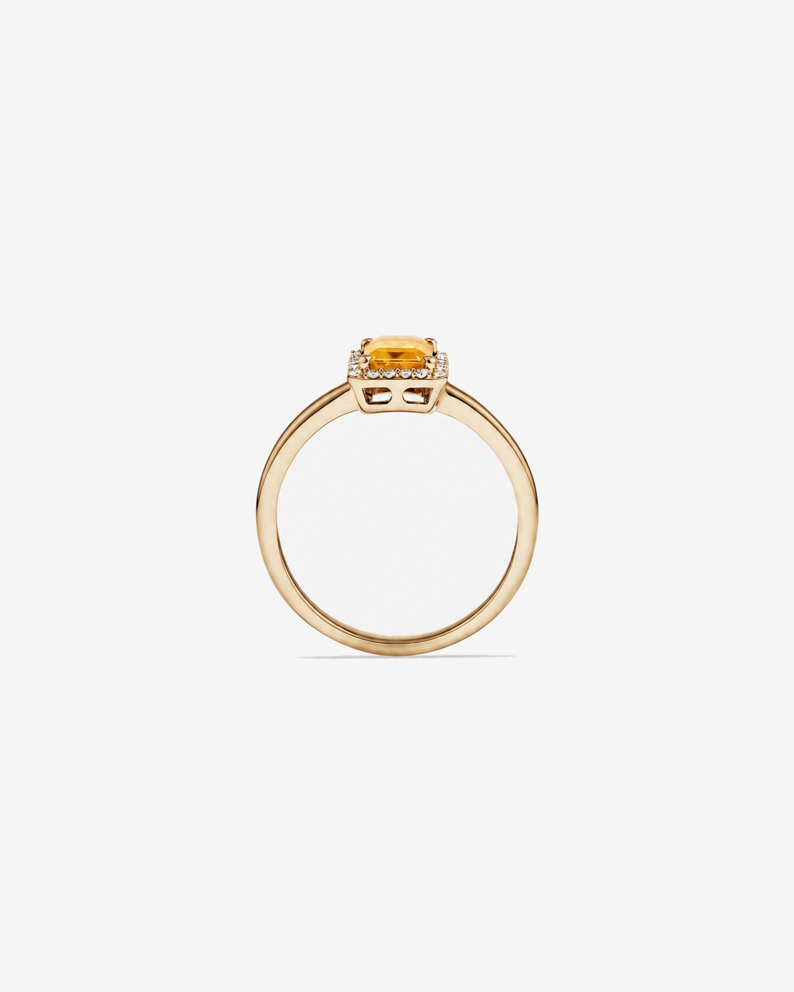 Emerald Cut Citrine and Diamond Halo Ring 10kt Yellow Gold