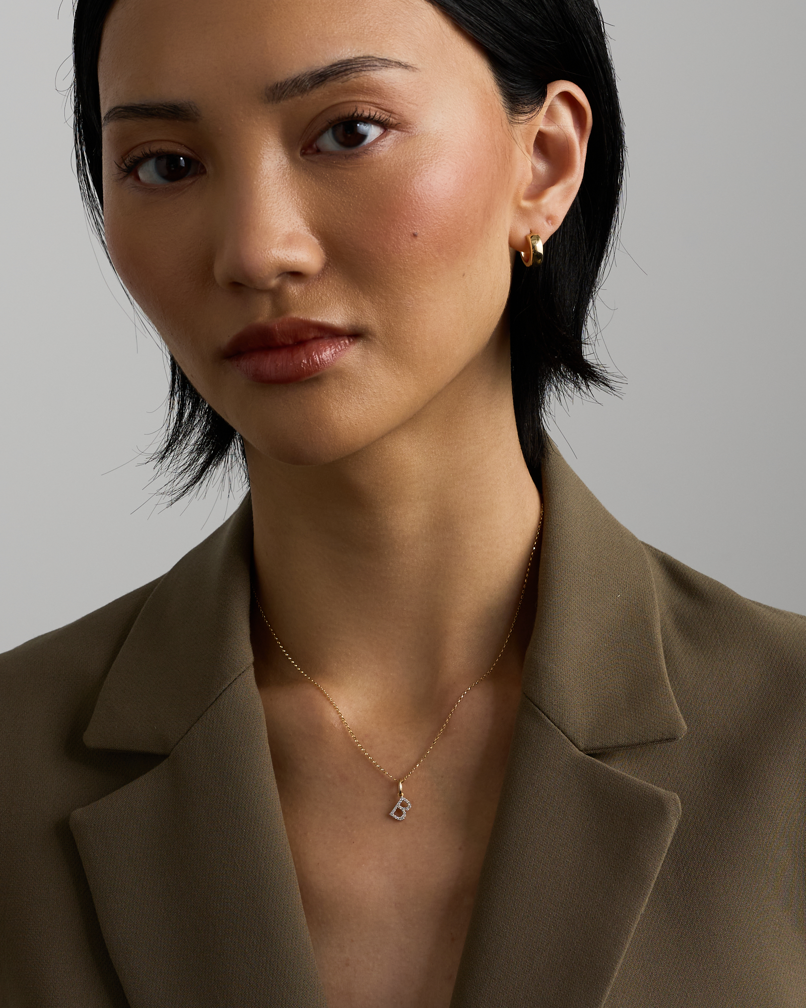 Diamond Letter B Initial Pendant in 10kt Yellow Gold