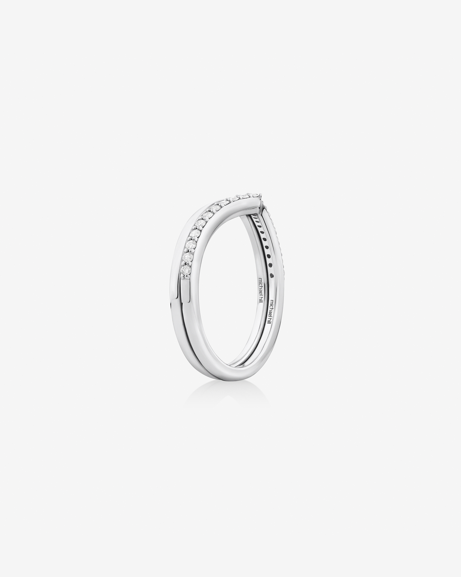Chevron Ring Set with Diamonds in Sterling Silver