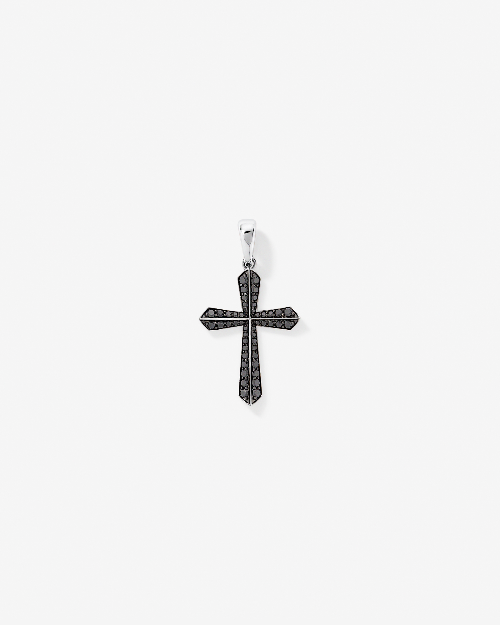 0.88 Carat TW Black Diamond Cross Pendant in 10kt White Gold