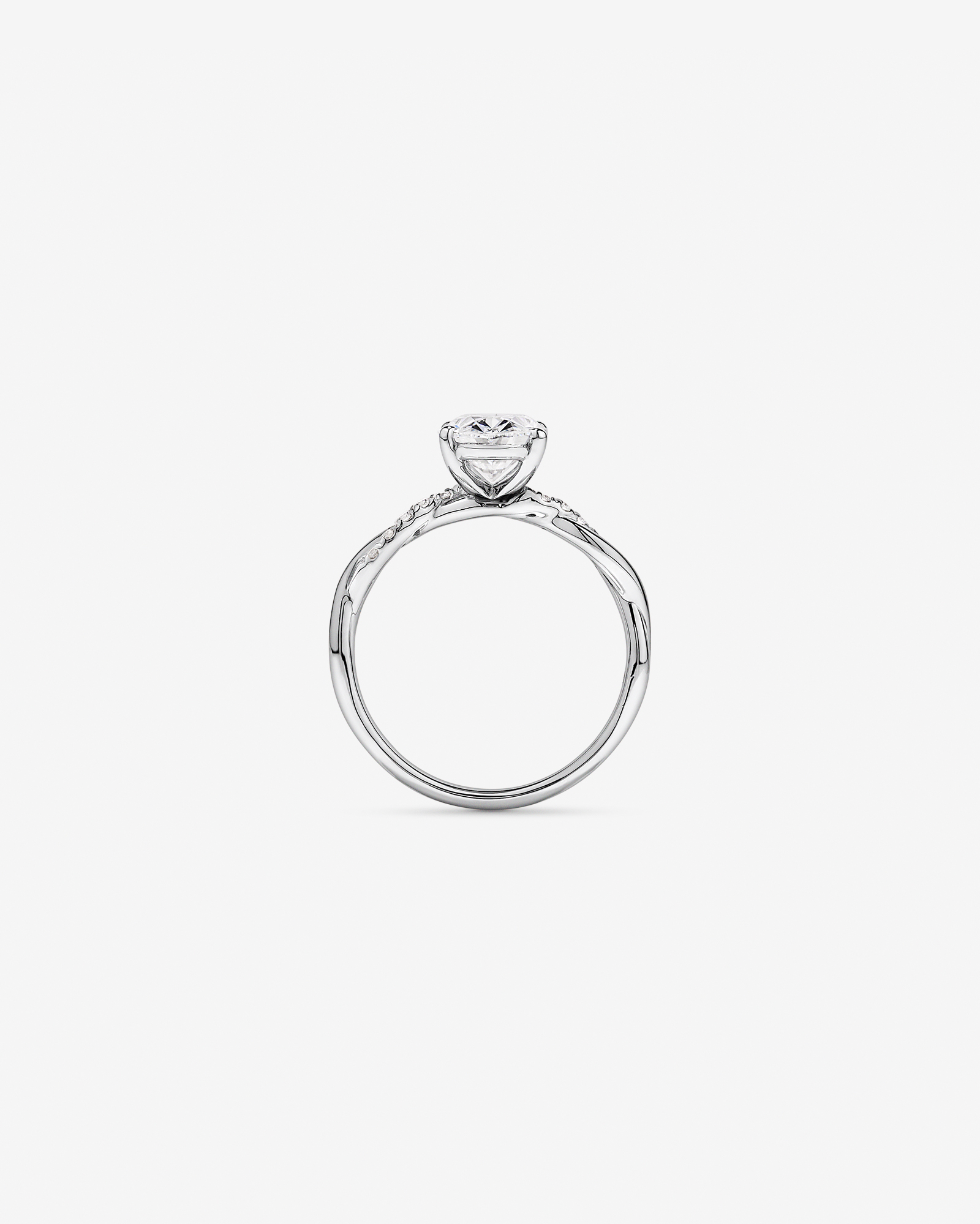 2.10TW Oval Laboratory-Grown Diamond Twist Engagement Ring 14kt White Gold