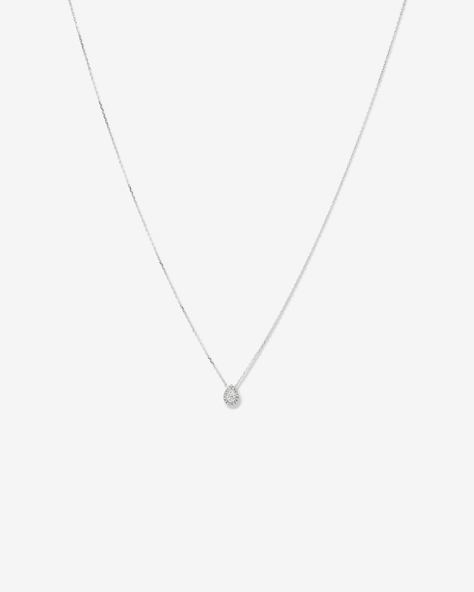 0.23 Carat TW Pear Diamond Halo Pendant in 10kt White Gold
