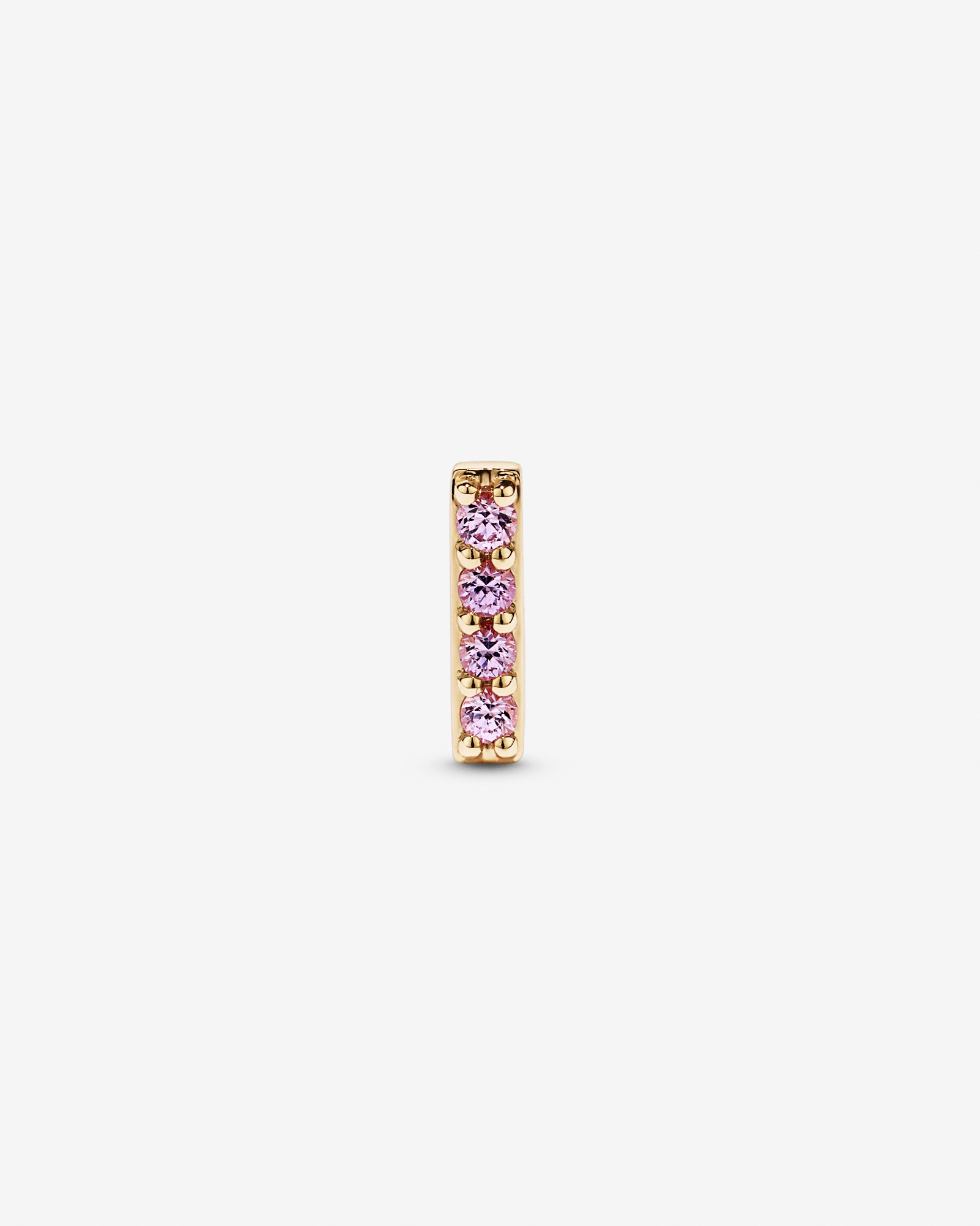 Pink Sapphire Bar Helix Single Stud Earring in 10kt Yellow Gold