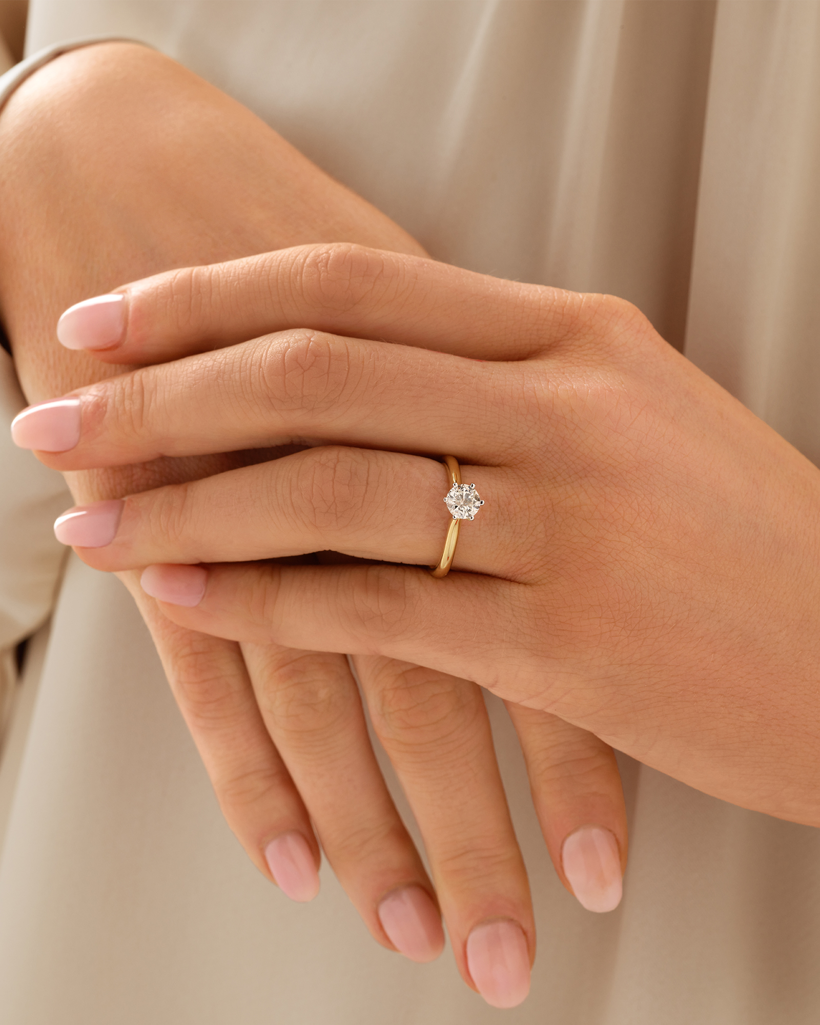 Certified Solitaire Engagement Ring with a 0.75 Carat TW Diamond in 18kt Yellow & White Gold