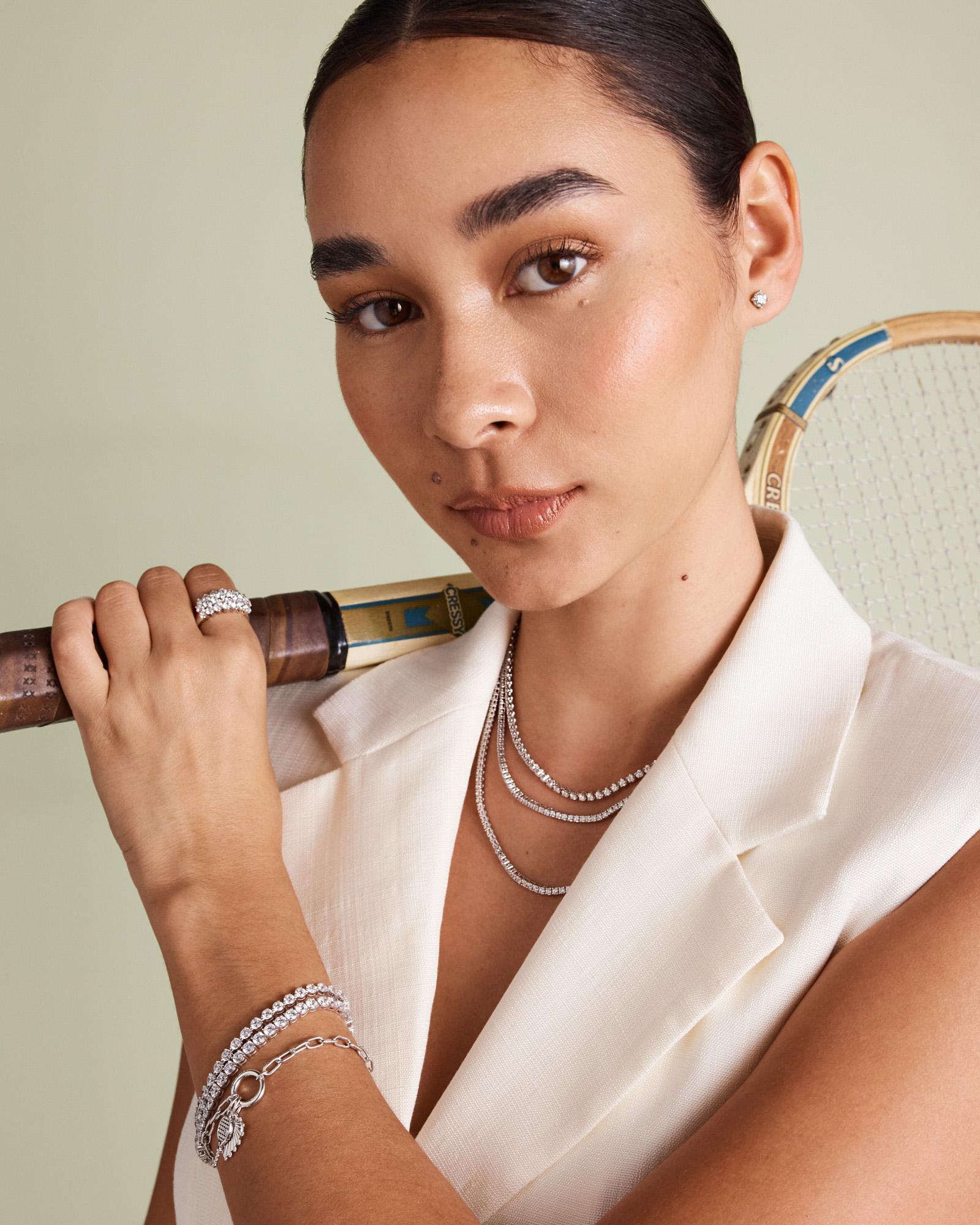 Collier de tennis en diamants cultivés laboratoire TW 4,00 carats serti or blanc 10