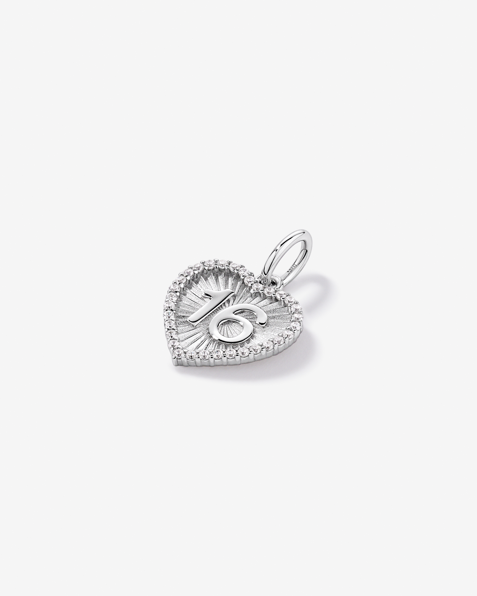 16 Sunray Heart Pendant with Cubic Zirconia in Sterling Silver
