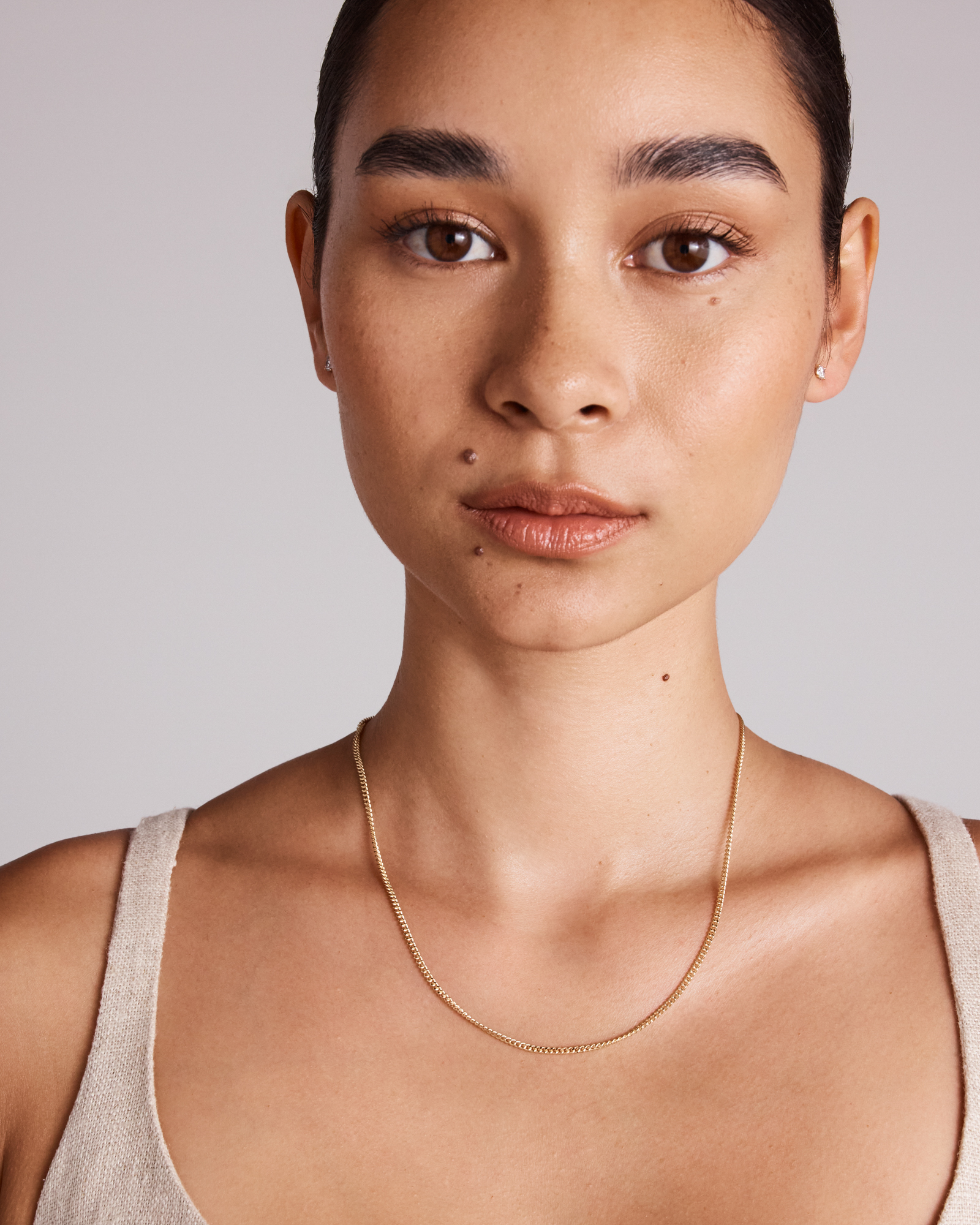 Chaîne solide à maillons gourmette diamantés de 45 cm (17 po), largeur de 2,1 mm, en or jaune 10 ct