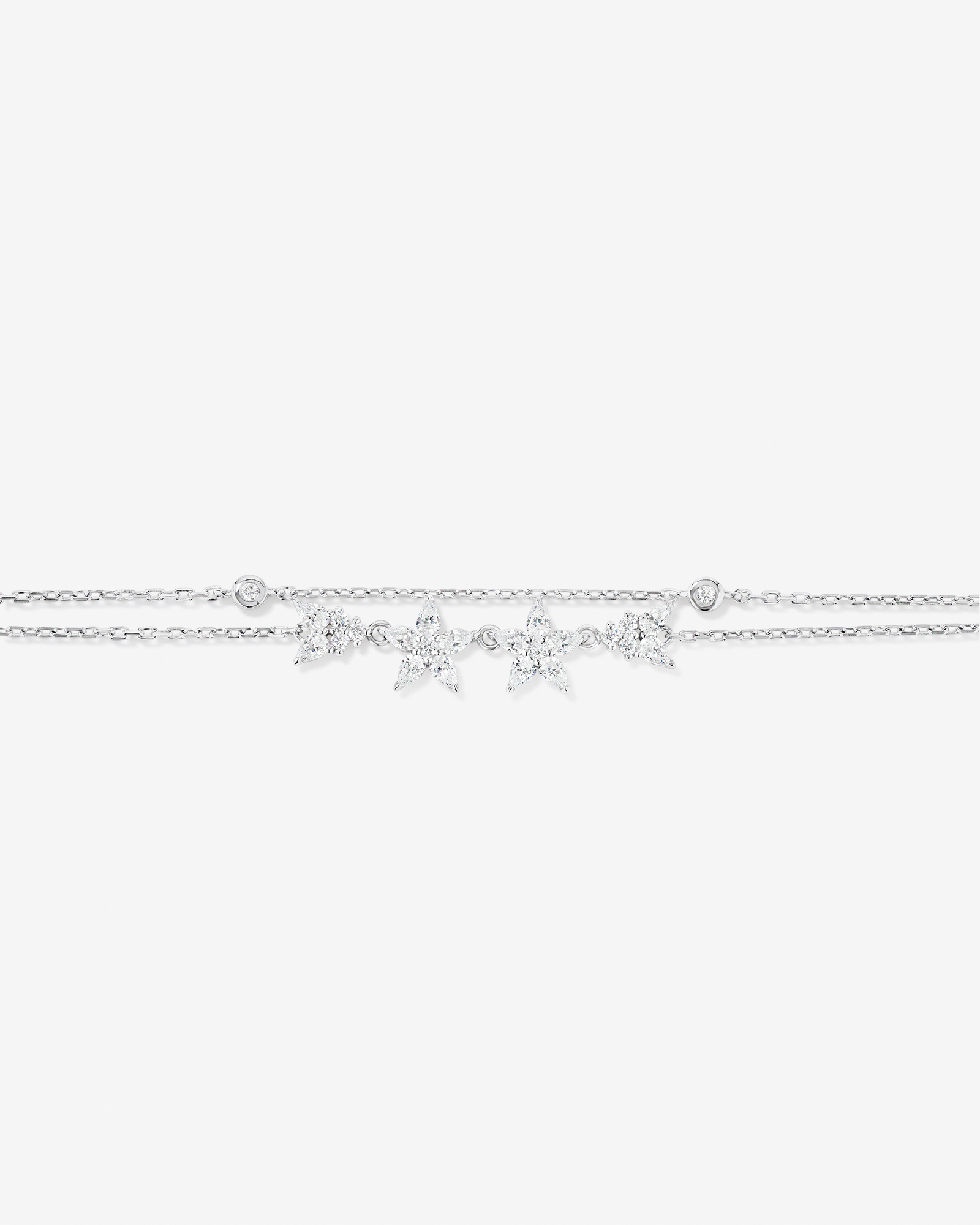 Bracelet floral double 19 cm (7,4 po) avec zircone cubique en argent sterling