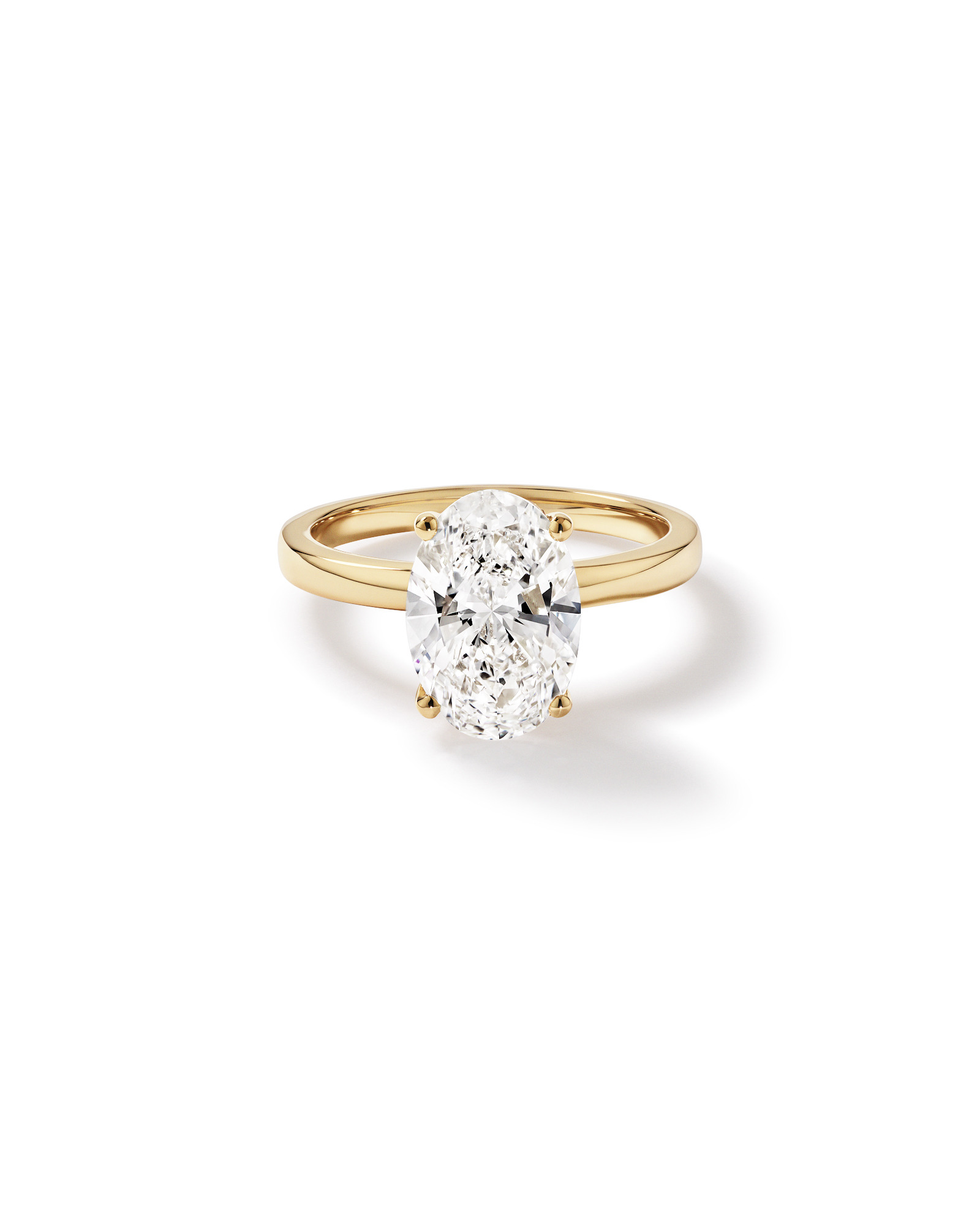3.10 Carat TW Oval Cut Laboratory-Grown Diamond Solitaire Ring 18kt Yellow Gold
