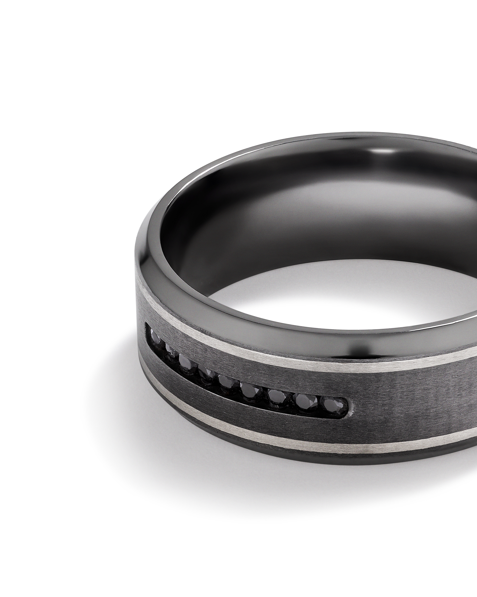 8mm Brushed Dome Wedding Band in Tantalum and 10kt White Gold
