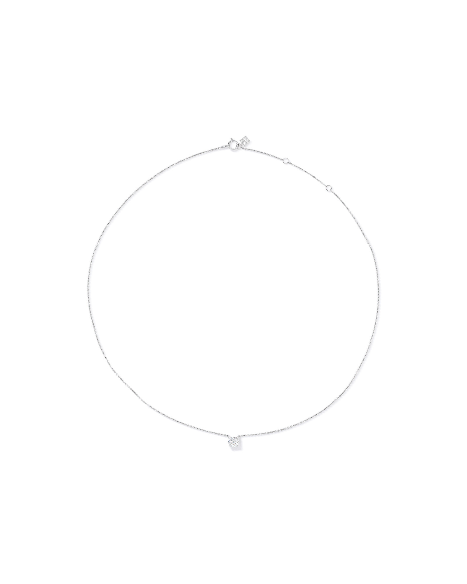 0.50TW Lab Diamond Round Brilliant Solitaire Necklace in Silver