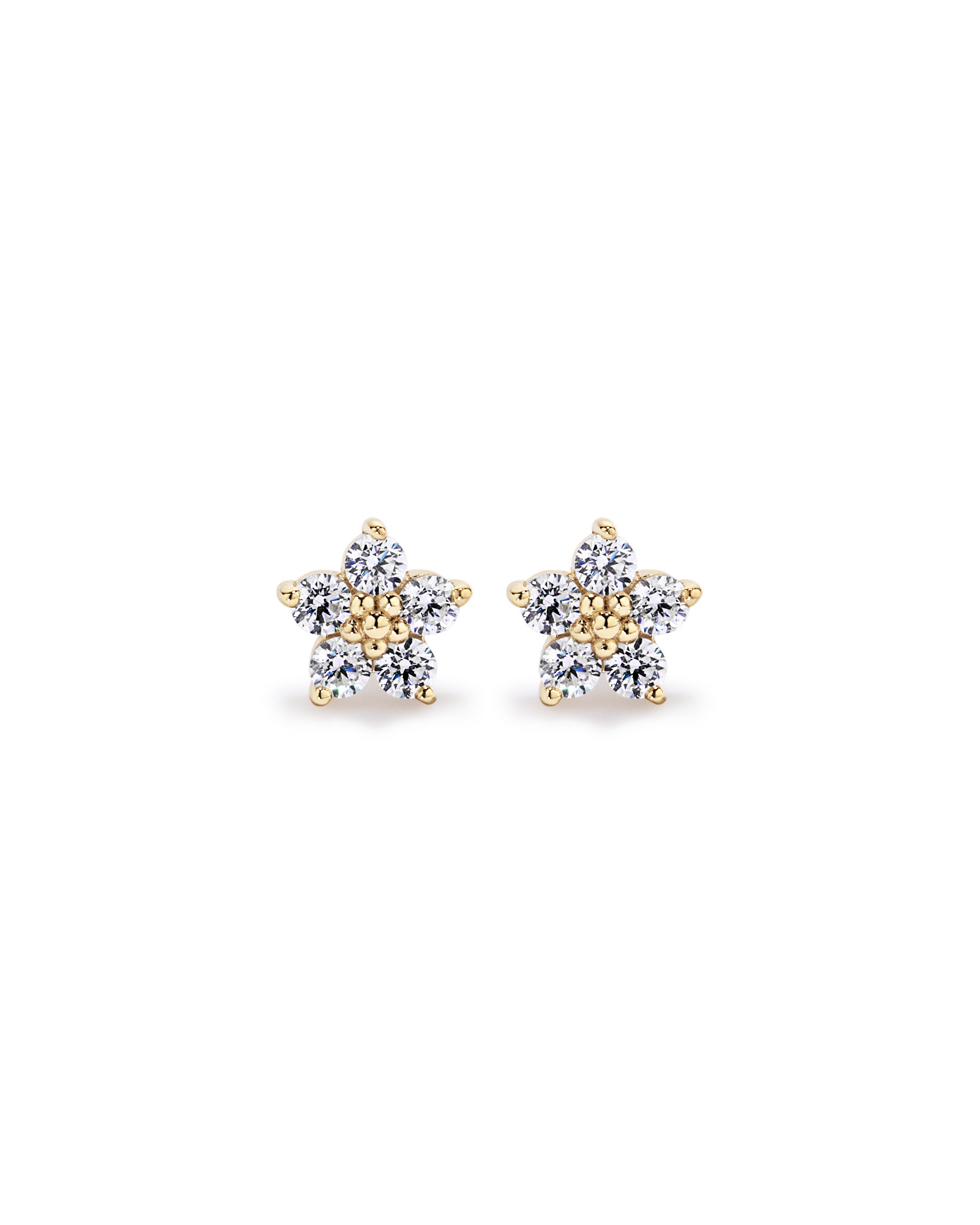 Boucles d’oreilles fleur en vermeil 18 ct avec zirconiums cubiques