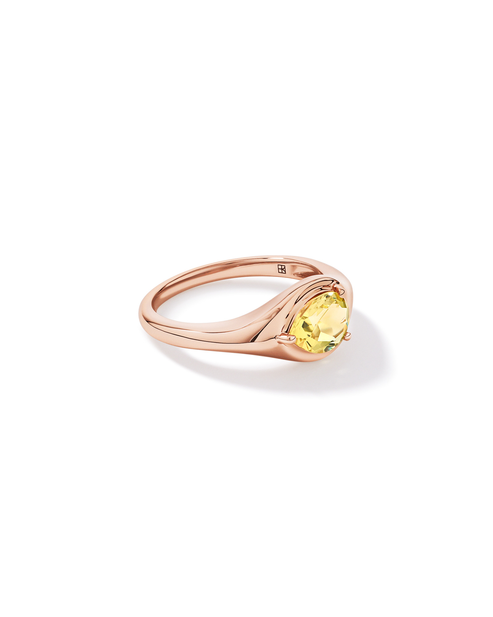 Pear Cut Lemon Quartz East-to-West Set Ring 10kt Rose Gold