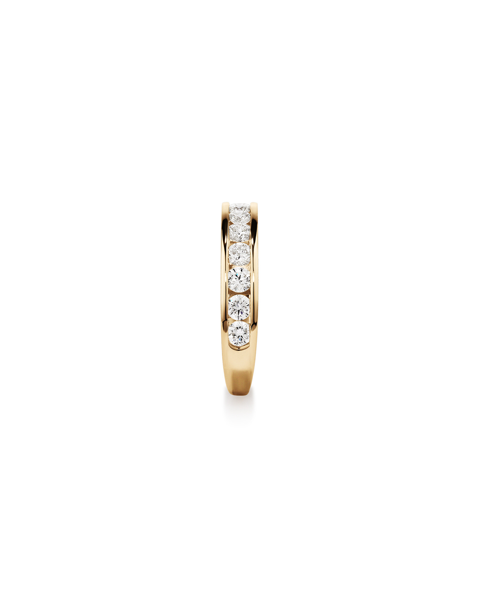 Bague De Mariage En Diamant De Laboratoire Rond Brillant De 1,00 Carat Poids Total Sertie En Canal En Or Jaune 14 Carats
