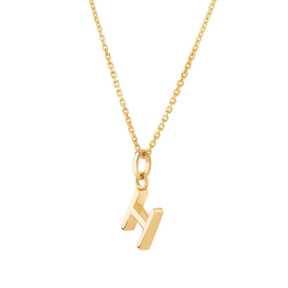 "H" Initial Pendant with Chain in 10kt Yellow Gold