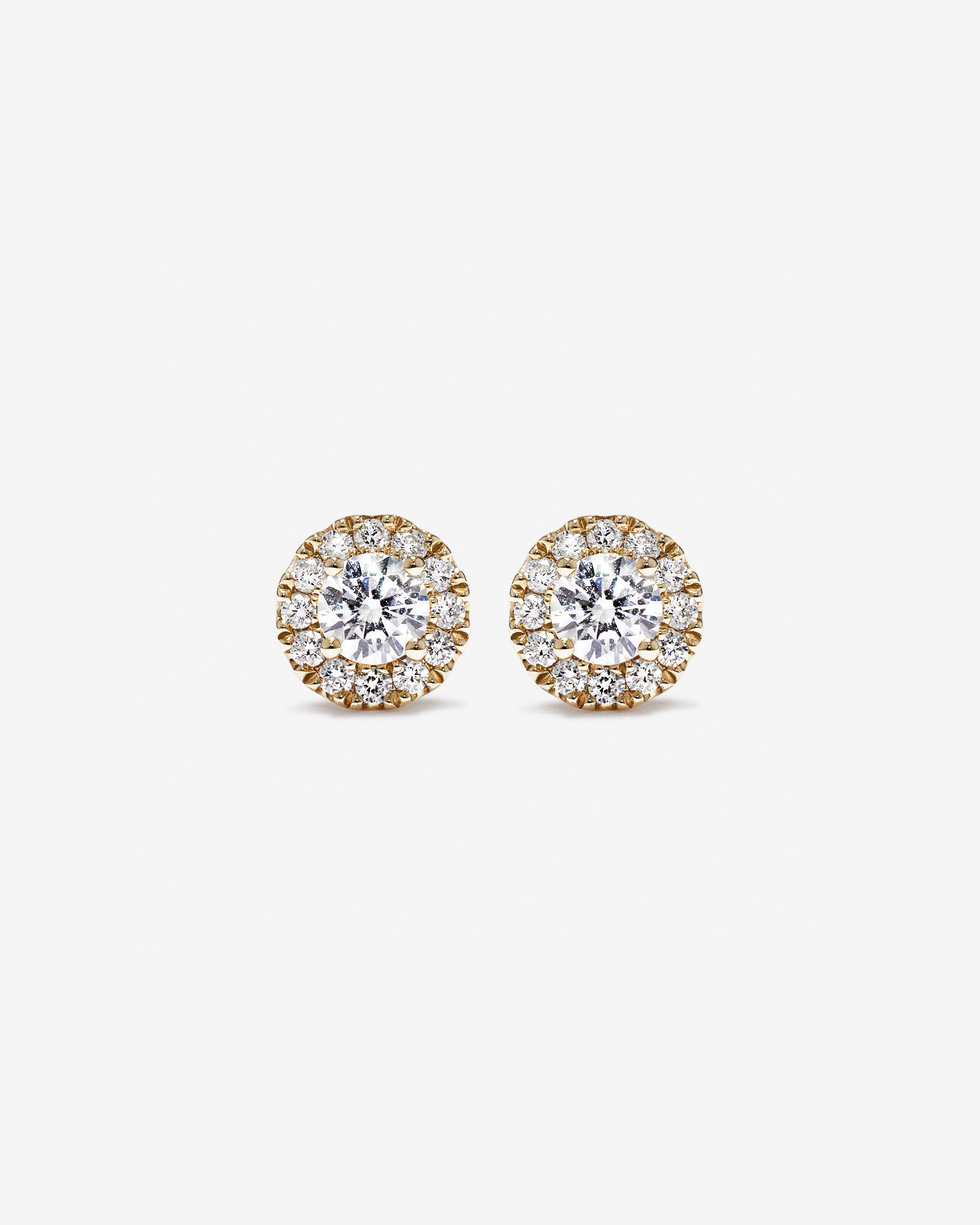 0.50 Carat TW Round Brilliant Laboratory-Grown Diamond Halo Stud Earrings in 10kt Yellow Gold