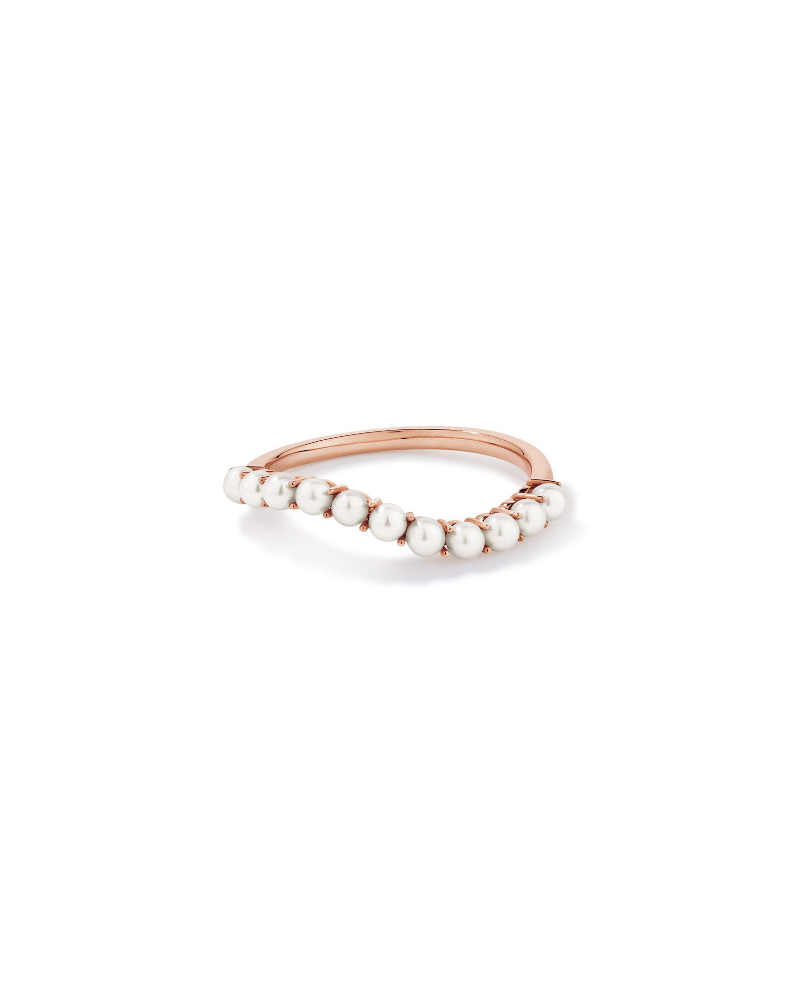 Cultured Freshwater Pearl Wave Band Ring 10kt Rose Gold
