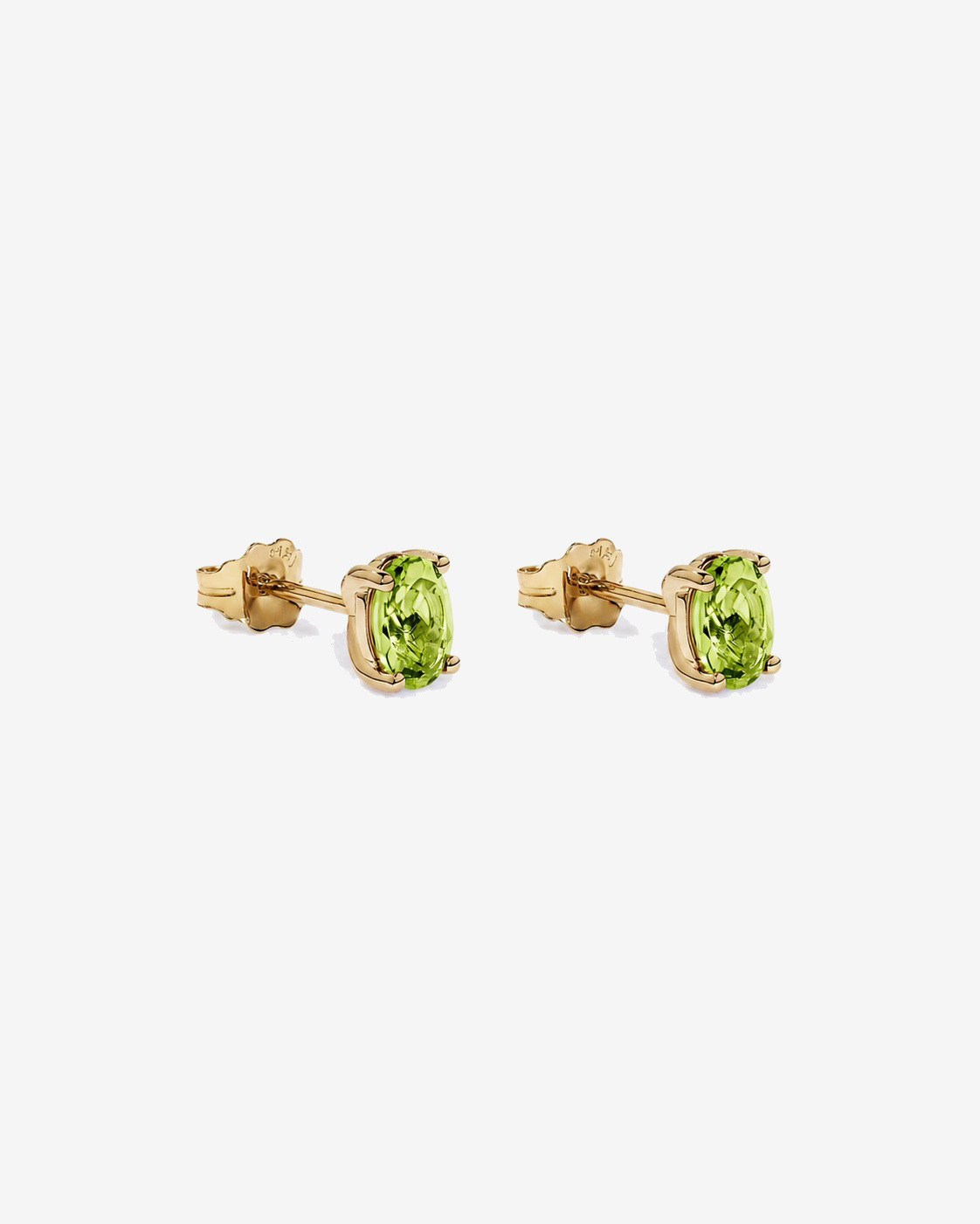 Oval Peridot Stud Earrings in 10kt Yellow Gold