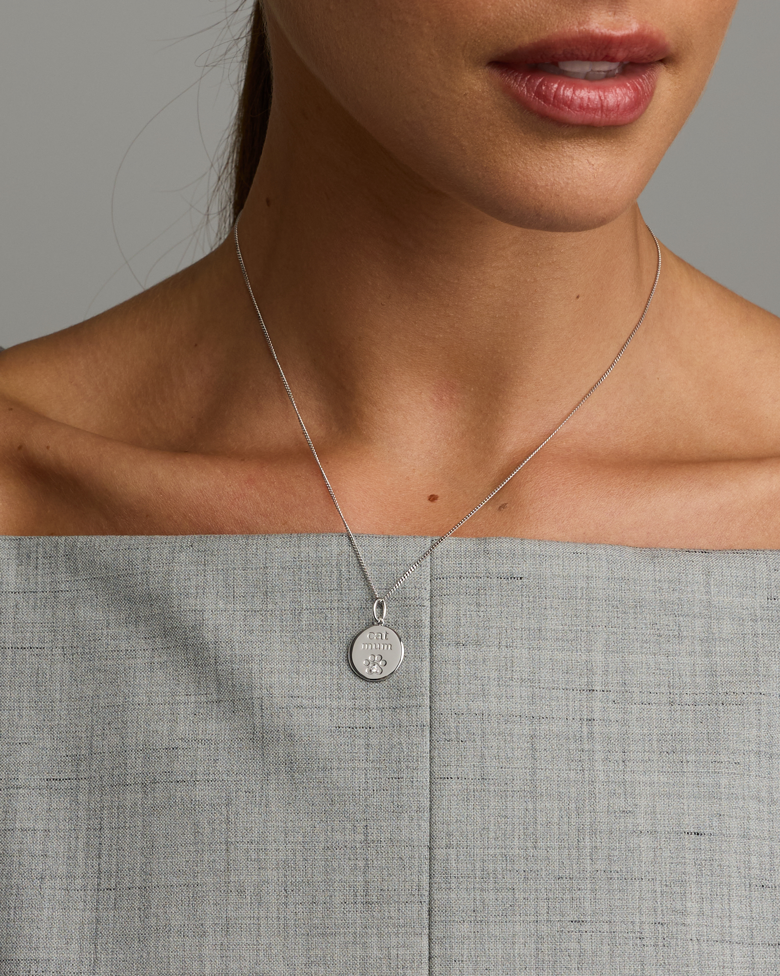 Cat Mum Cubic Zirconia Pendant in Sterling Silver