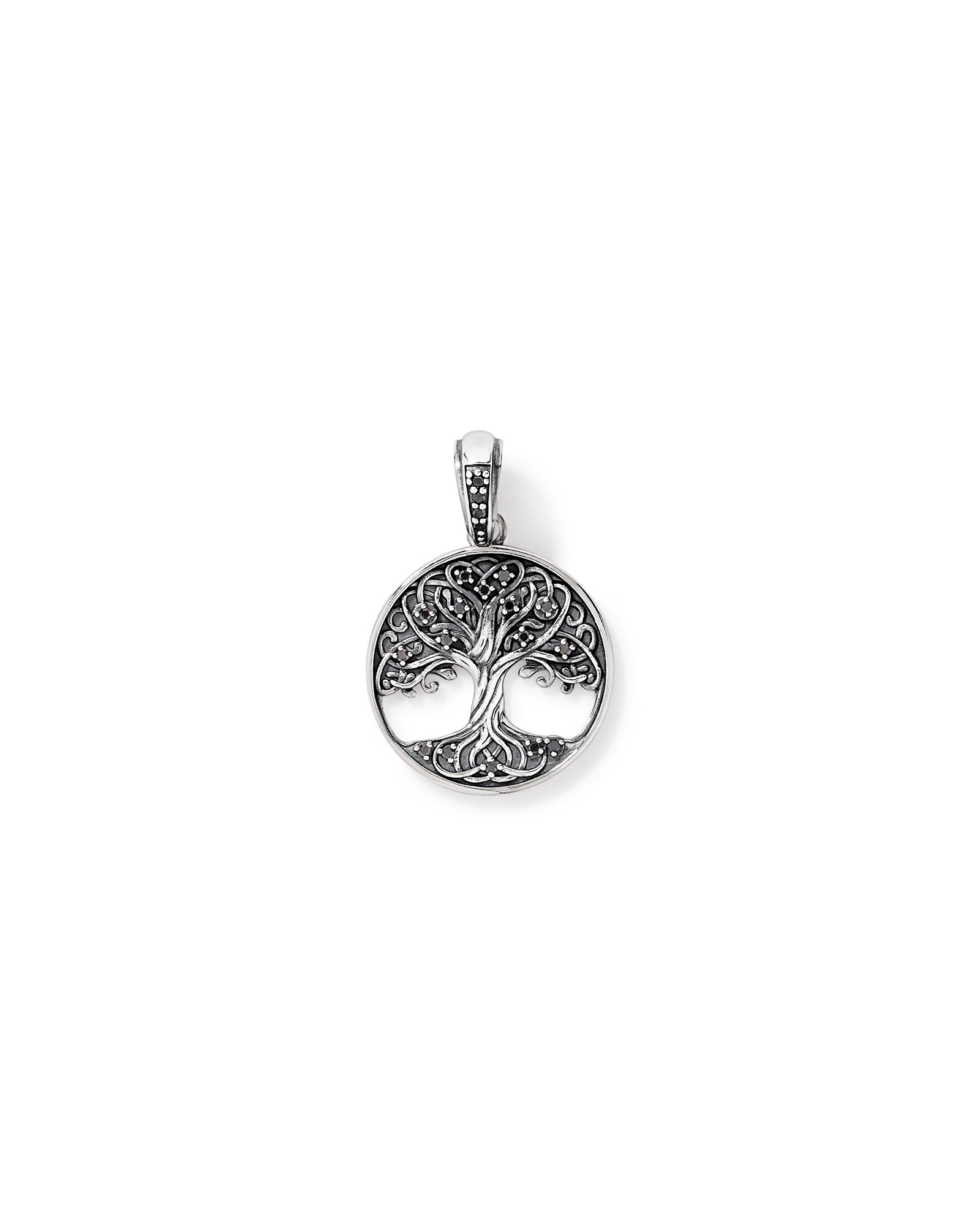 0.10 Carat TW Black Diamond Tree of Life Pendant in Sterling Silver