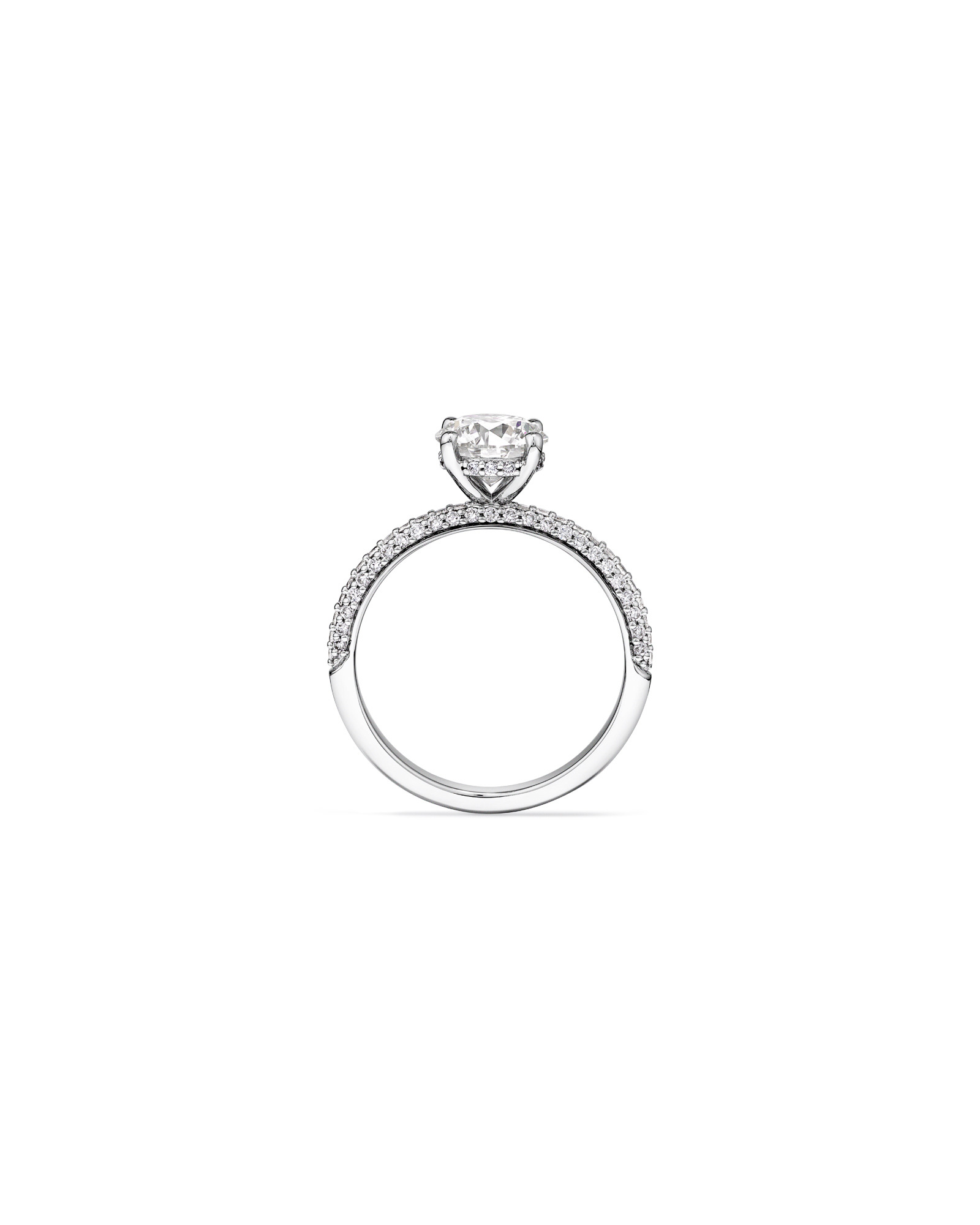 Bague de fiançailles solitaire avec accent latéral en diamant rond brillant de 1,95 carat TW, en or blanc 14 kt