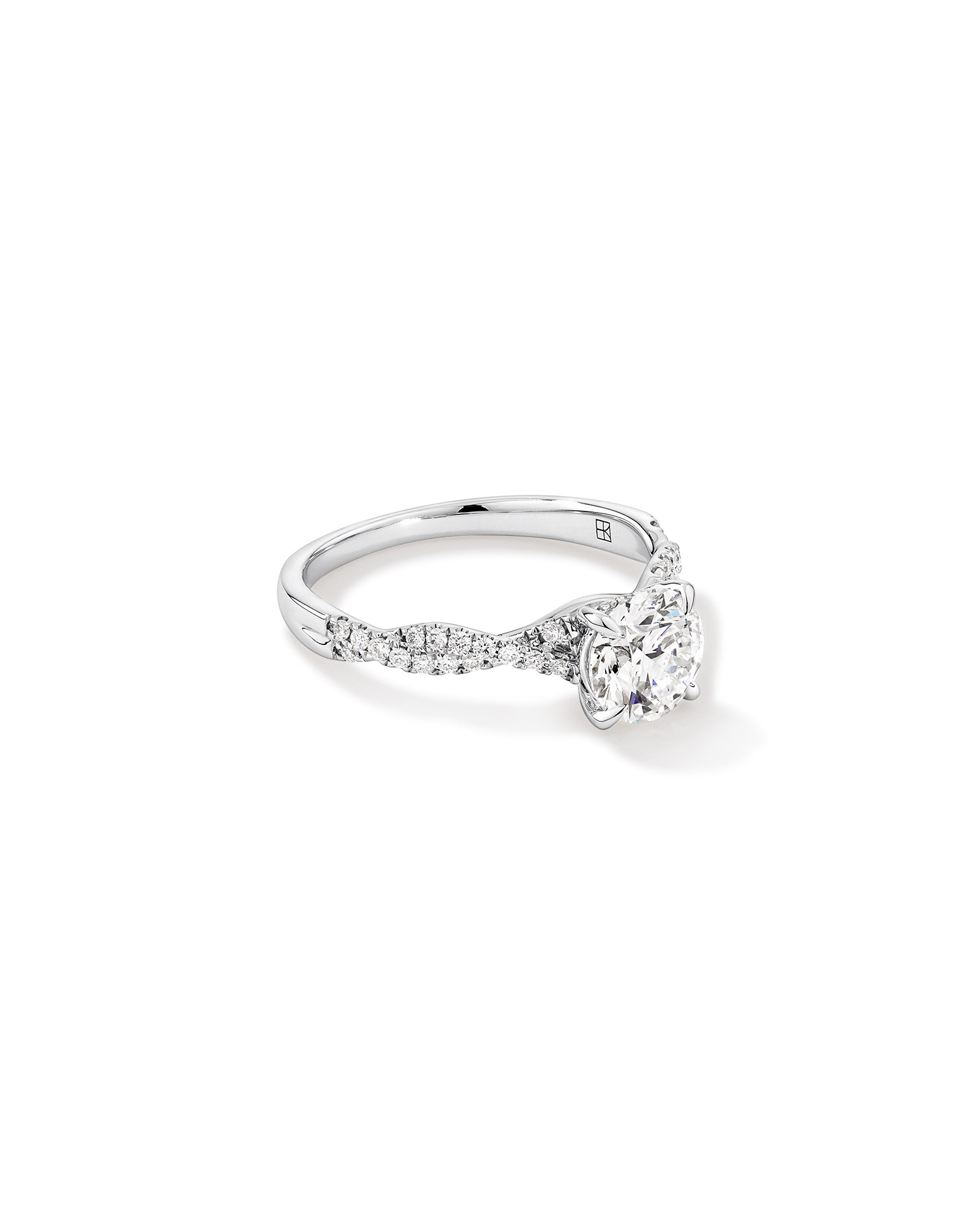 1.40 Carat TW Round Brilliant Laboratory-Grown Diamond Solitaire Twist Engagement Ring in 14kt White Gold