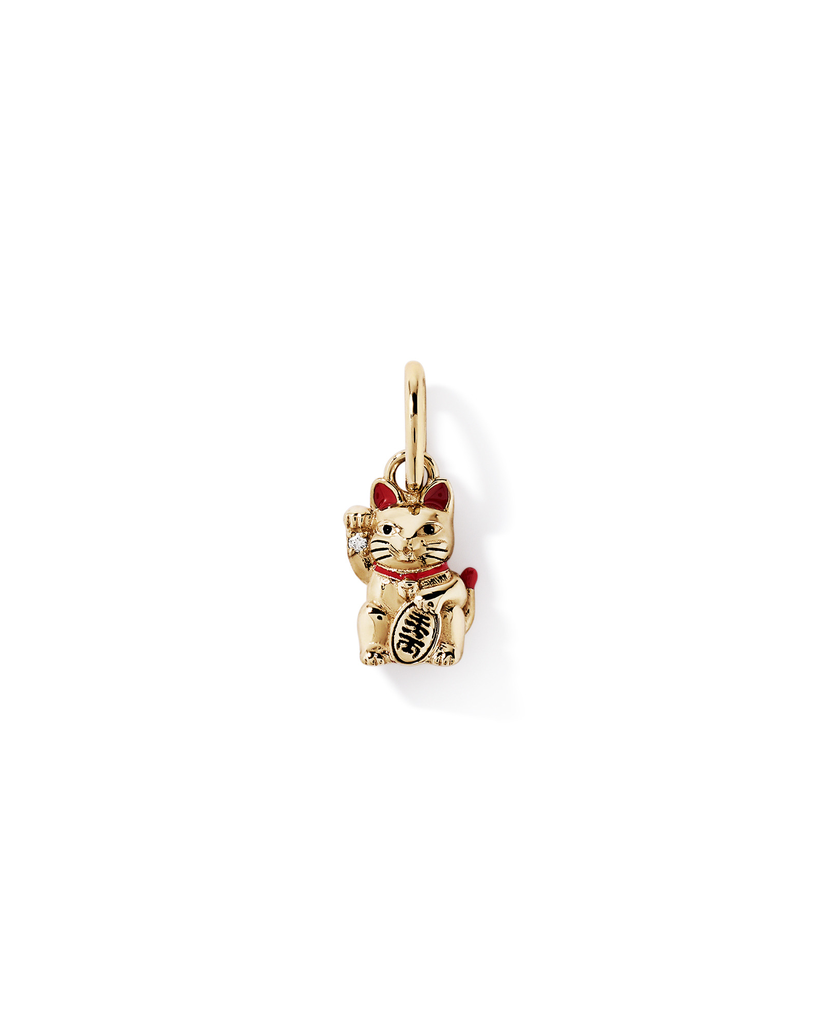 Pendentif chat porte-bonheur avec diamant en or jaune 10 kt