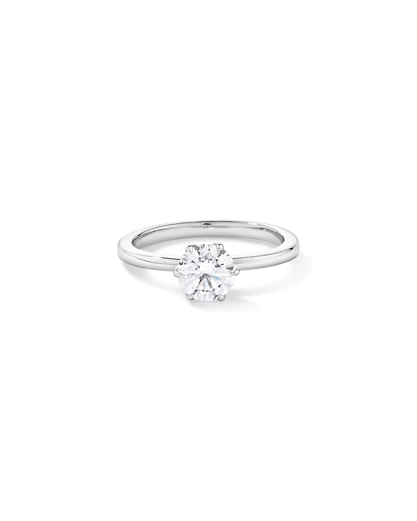 Bague solitaire ronde brillante TW 1,00 carat en platine recyclé