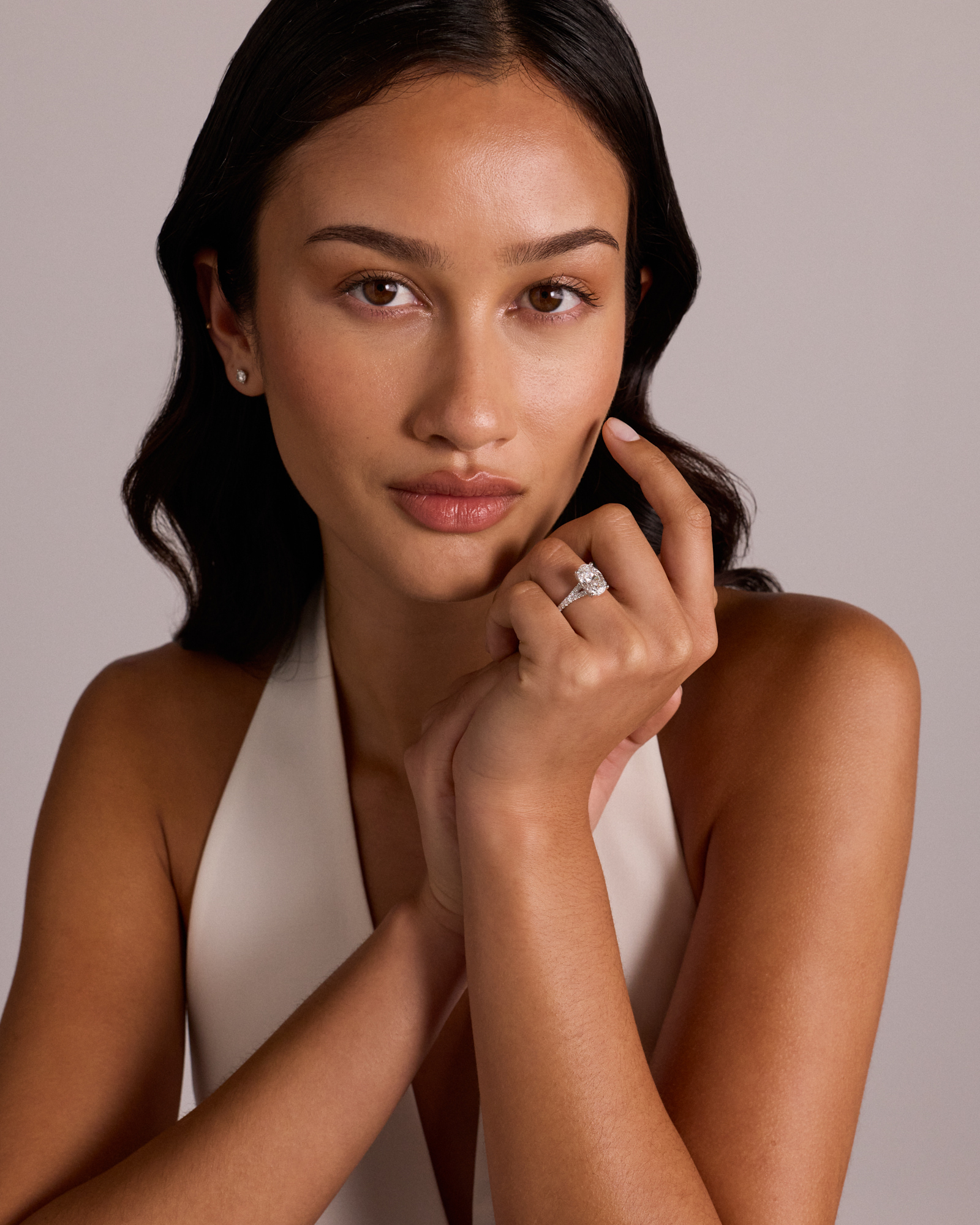 3.50 Carat TW Oval Cut Laboratory-Grown Diamond Engagement Ring 18kt White Gold