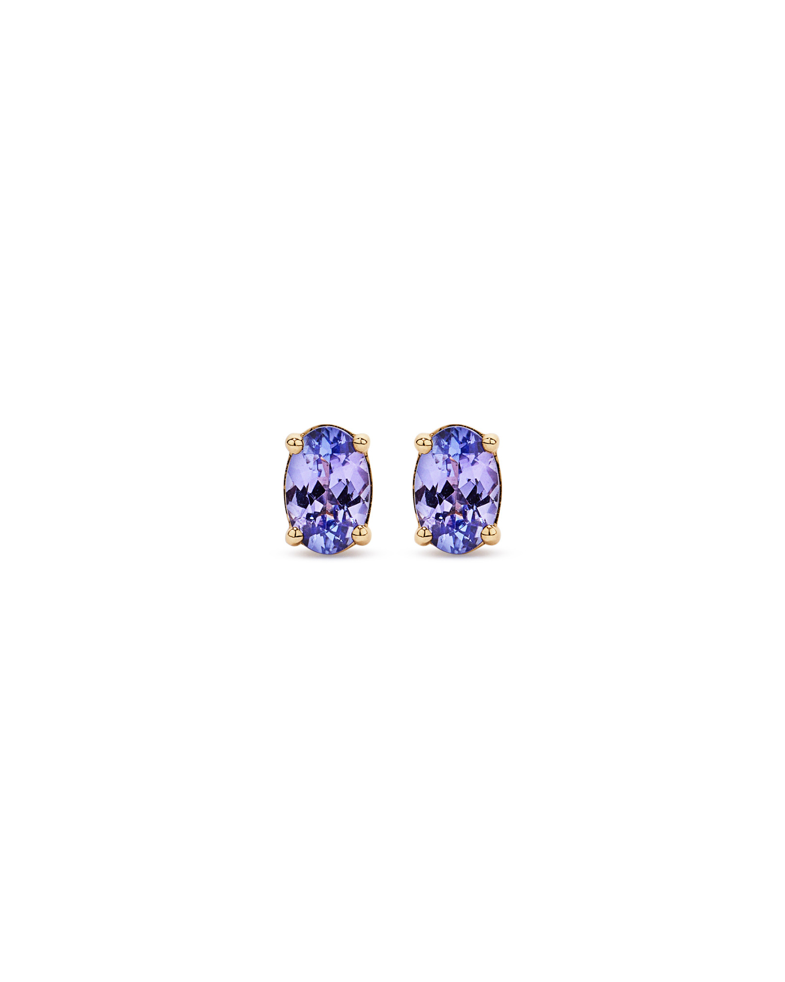 Tanzanite Solitaire Stud Earrings in 10kt Yellow Gold