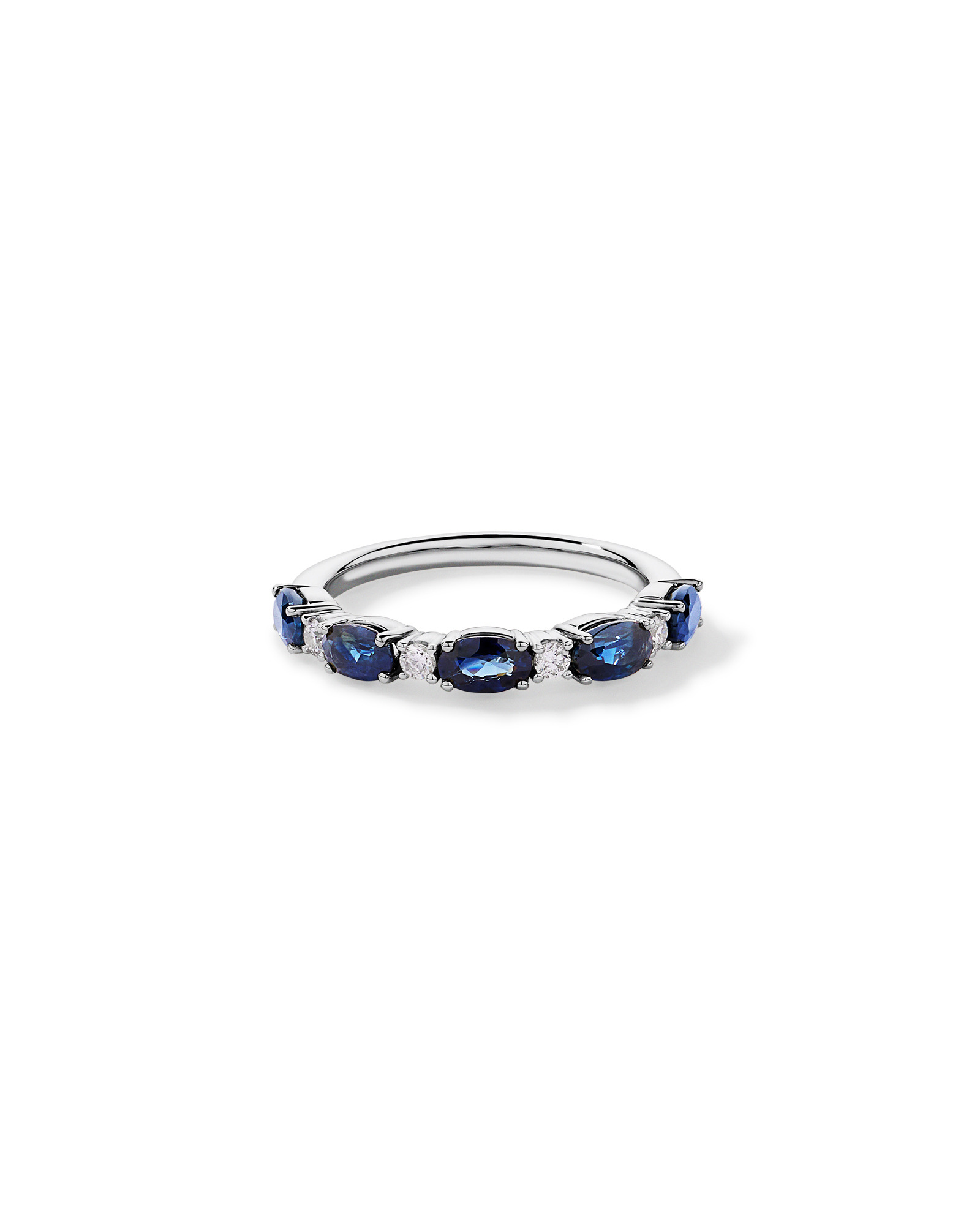 Australian Sapphire & 0.12 Carat TW Diamond Alternating Ring 10kt Gold