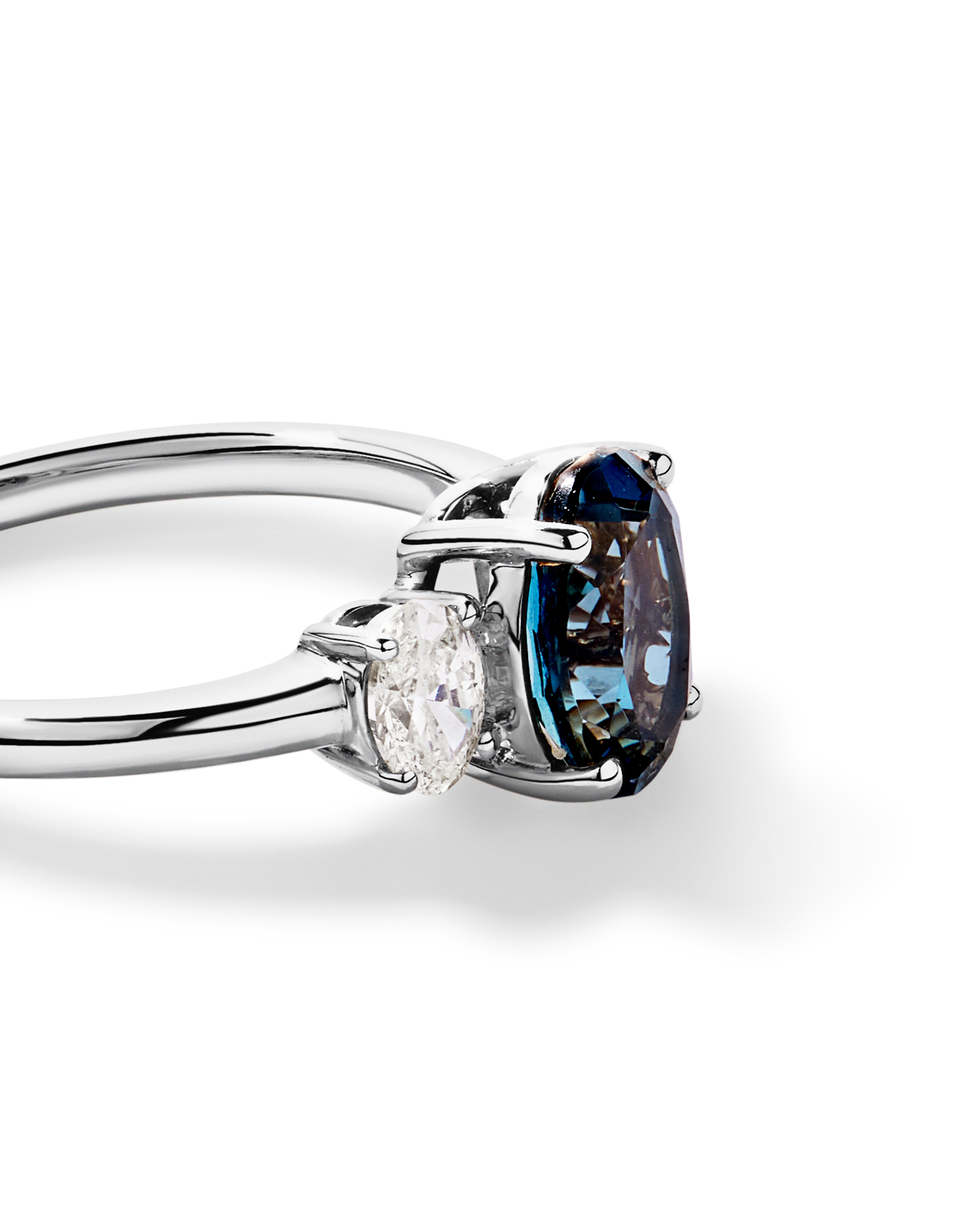 London Blue Topaz Ring with .46 Carat TW Diamonds 14kt White Gold