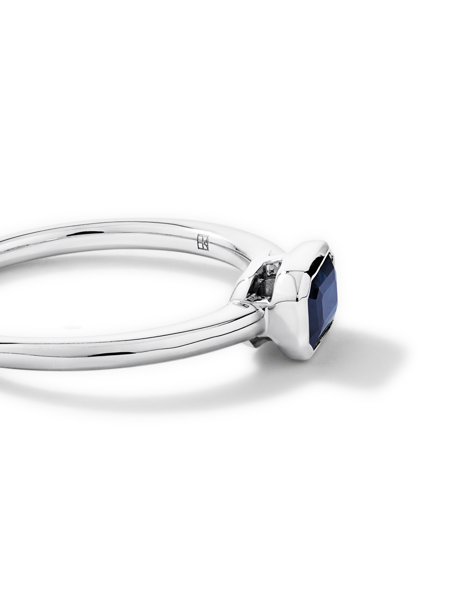 Australian Sapphire Emerald Cut Bezel Set Ring 10kt Gold
