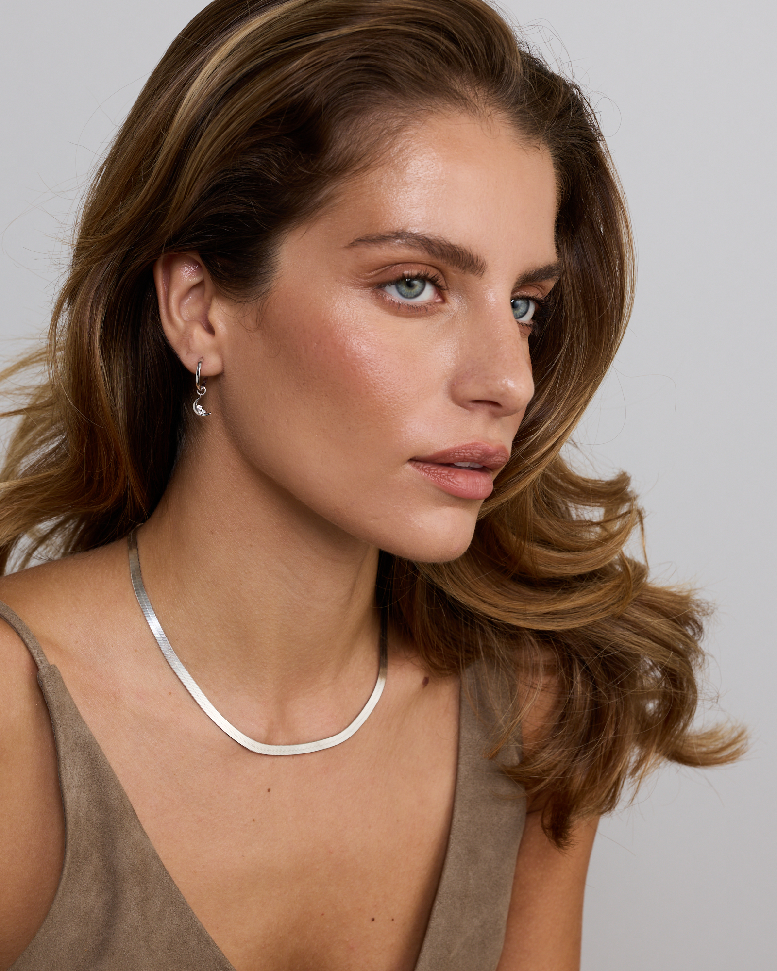 Charme de boucles d’oreilles Lune & Étoiles en argent sterling
