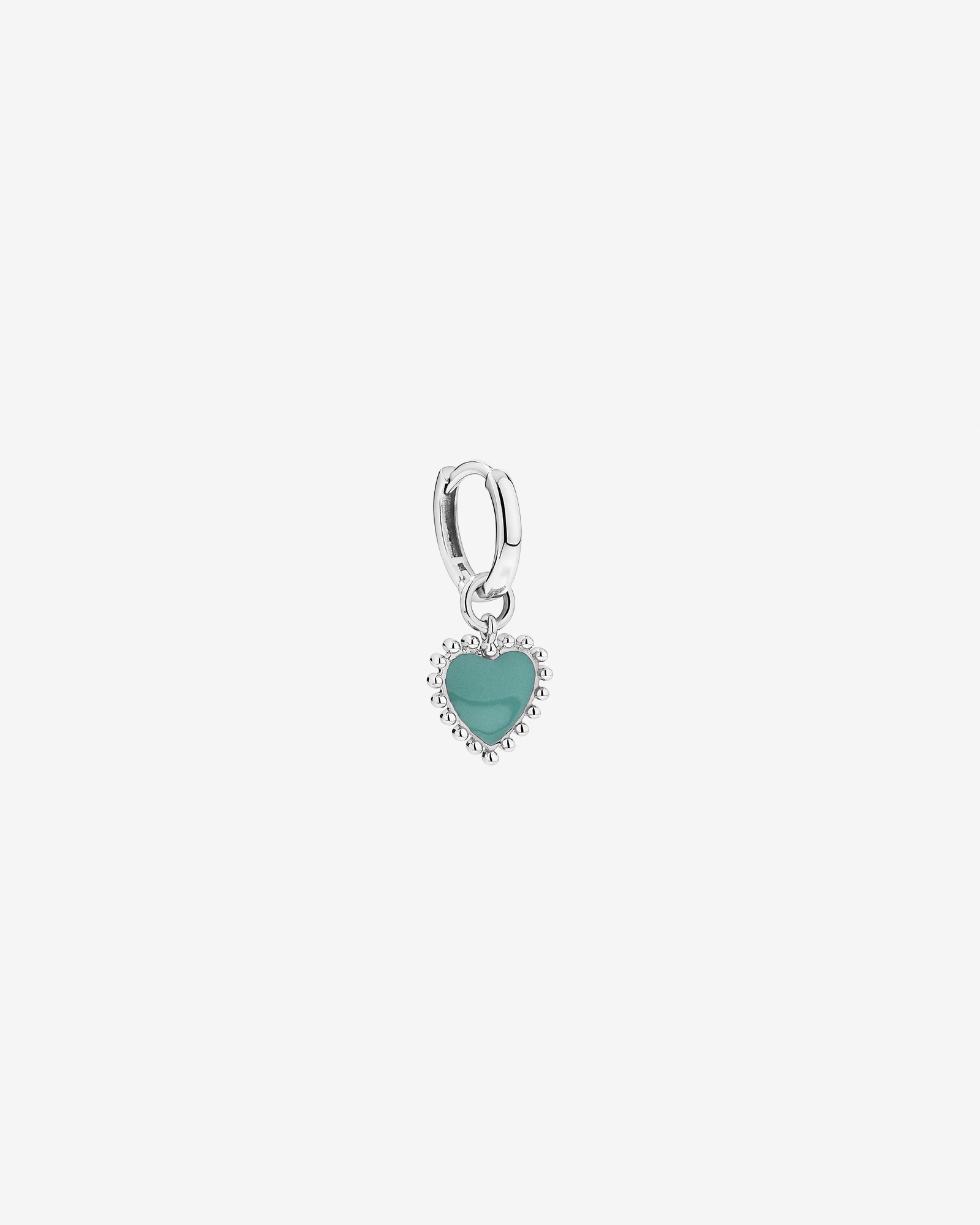 Pendentif en forme de boucle d’oreille en forme de cœur en émail bleu en argent sterling