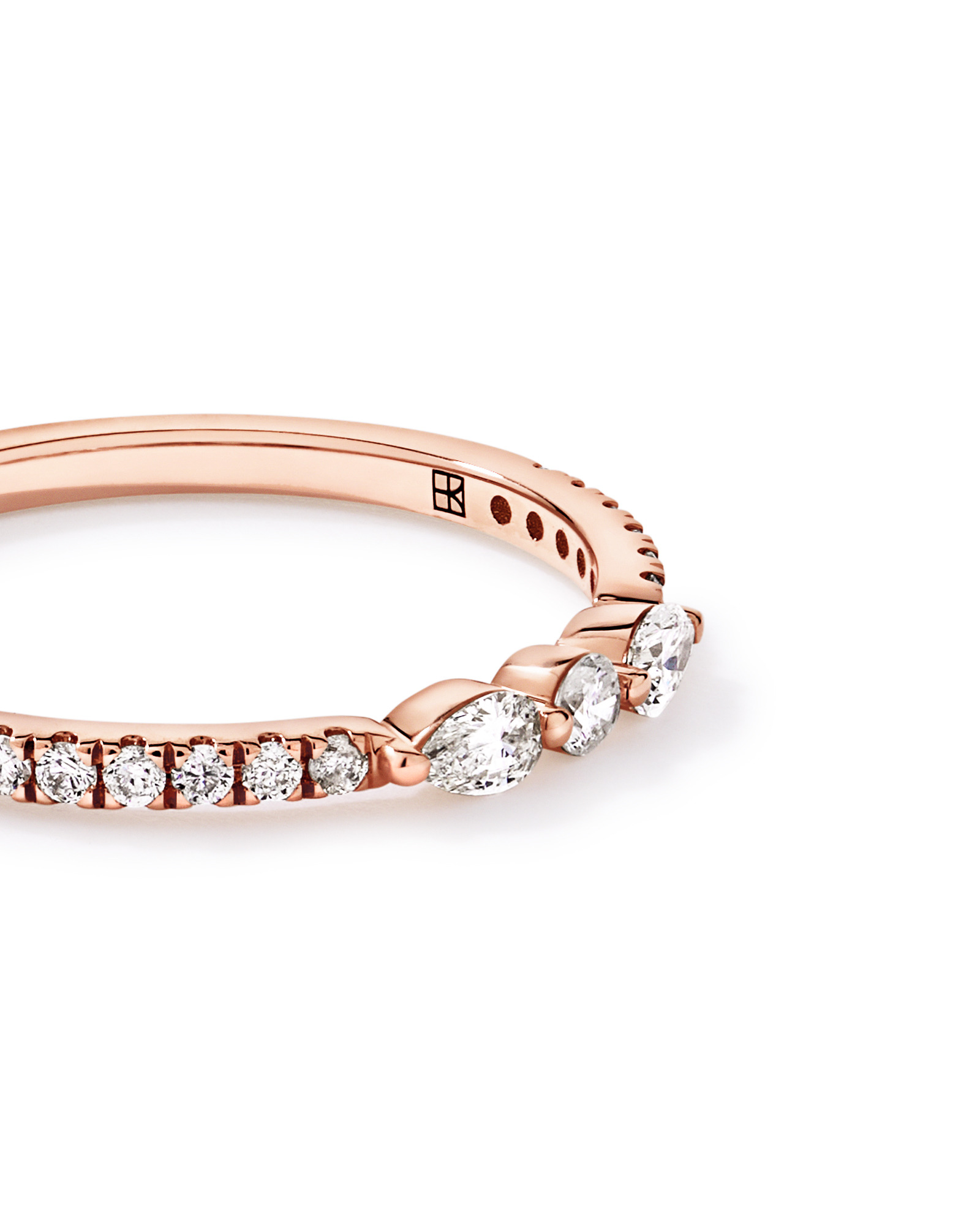 0.23TW Pear and Round Brilliant Diamond Wedding Ring 14kt Rose Gold