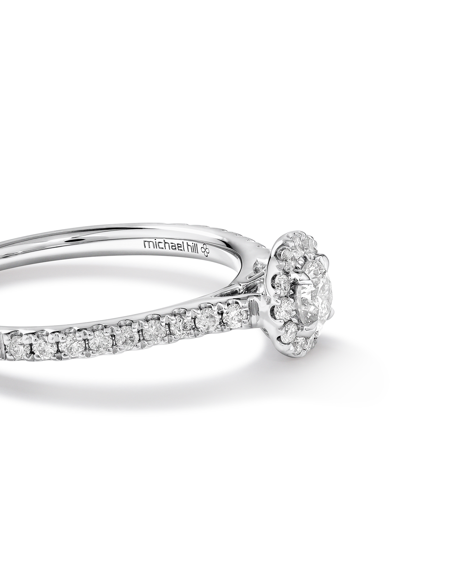 Round Brilliant Halo Ring with 0.50 Carat TW of Diamonds in 14kt White Gold