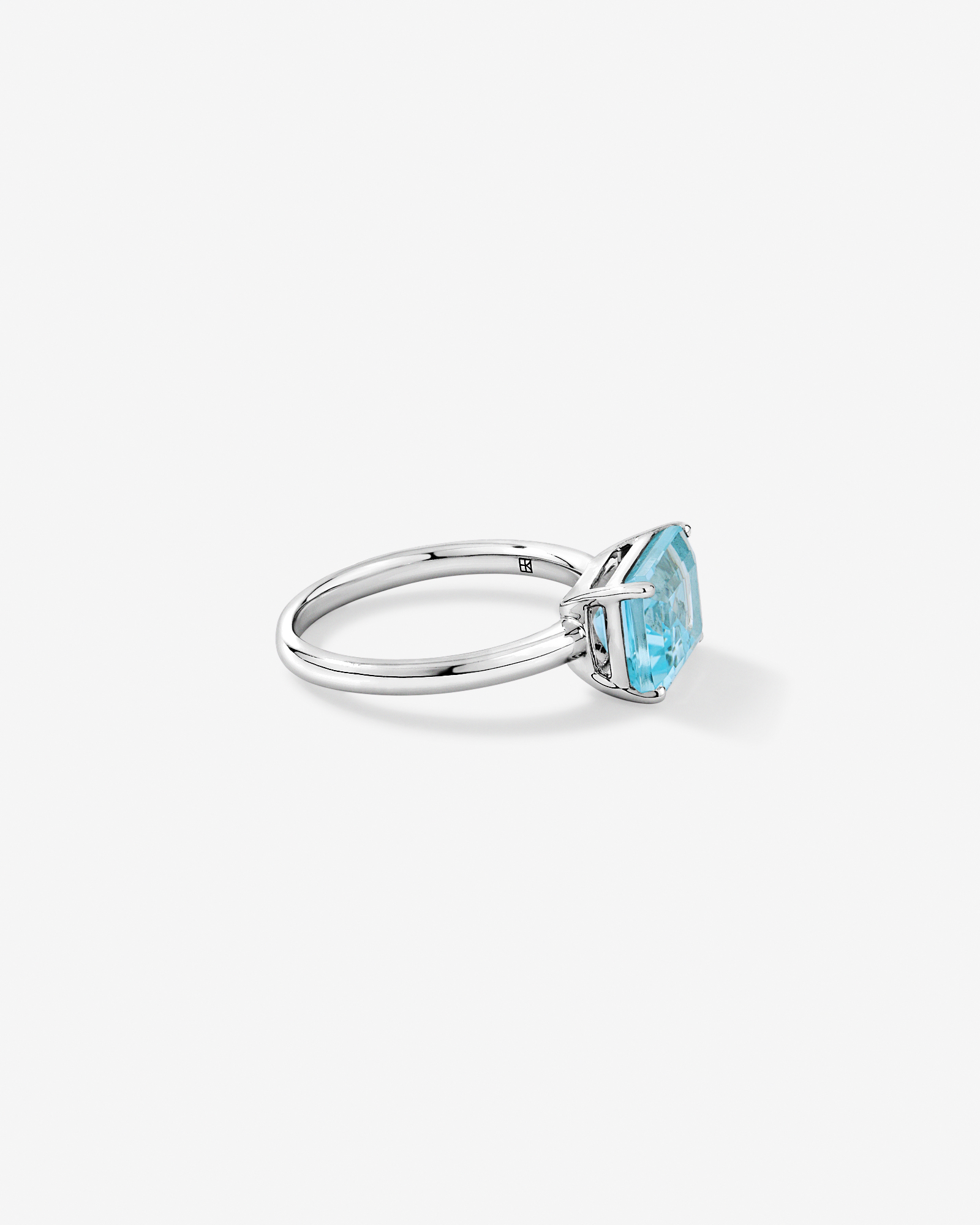 Emerald Cut Sky Blue Topaz East-to-West Set Ring Sterling Silver
