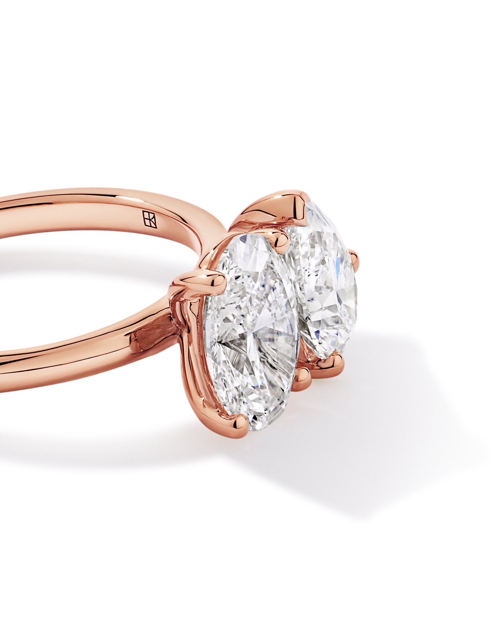 3.00TW Pear and Oval Laboratory-Grown Diamond Two Stone Engagement Ring in 14kt Rose Gold